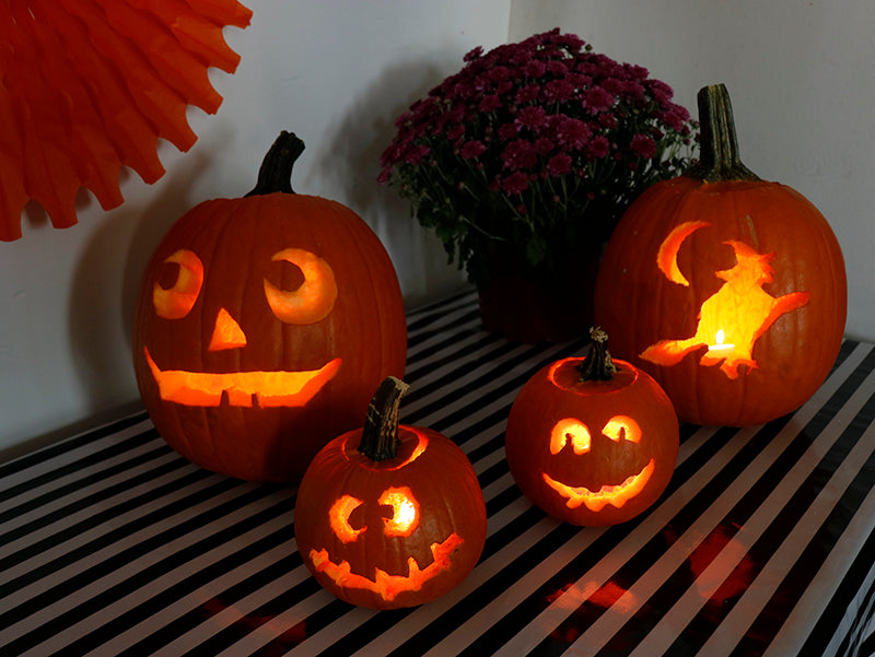 Pumpkin Carving with Stripe Black Oilcloth!
