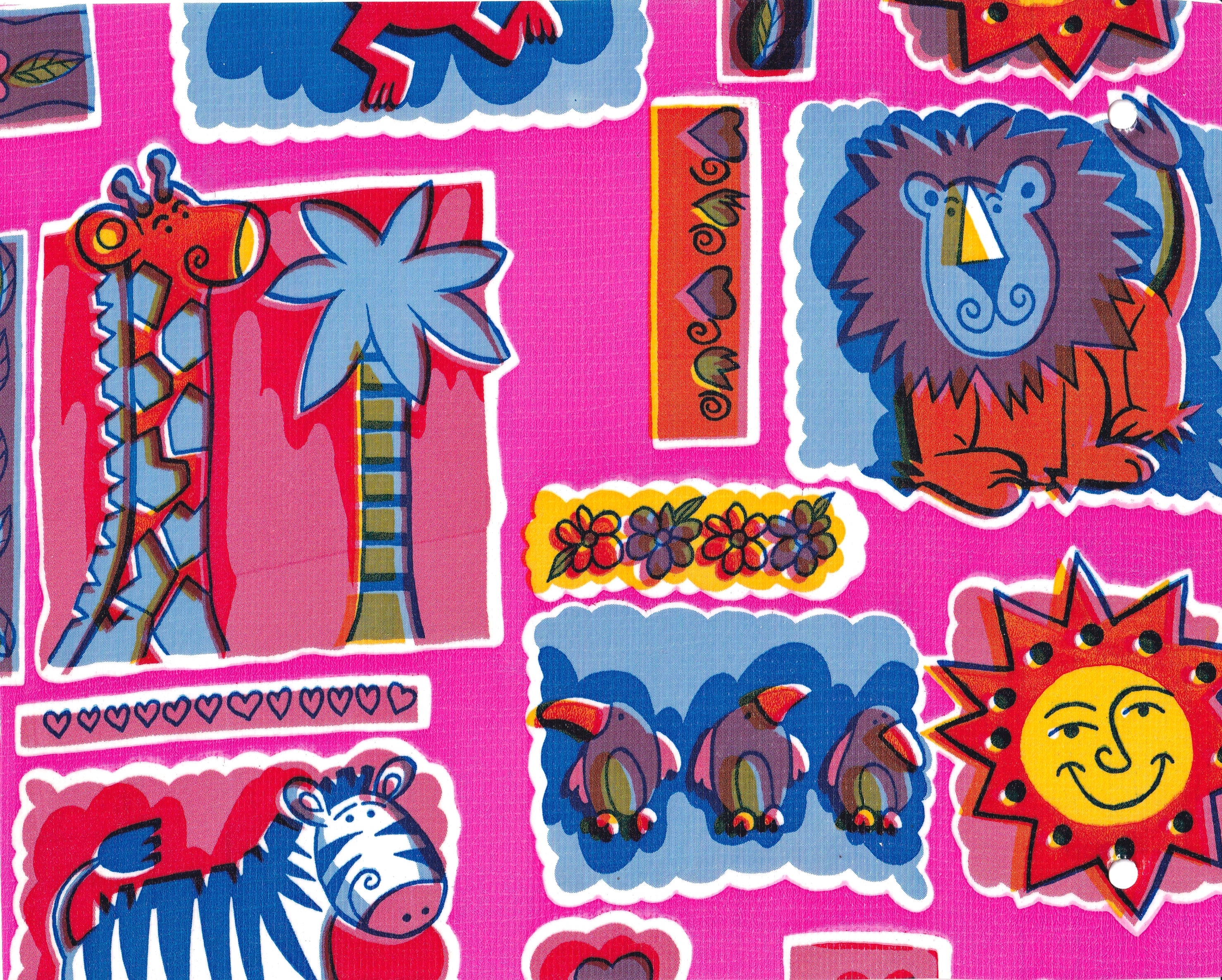 Menagerie Pink Oilcloth Fabric