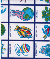 Loteria Blue or Red Oilcloth Fabric
