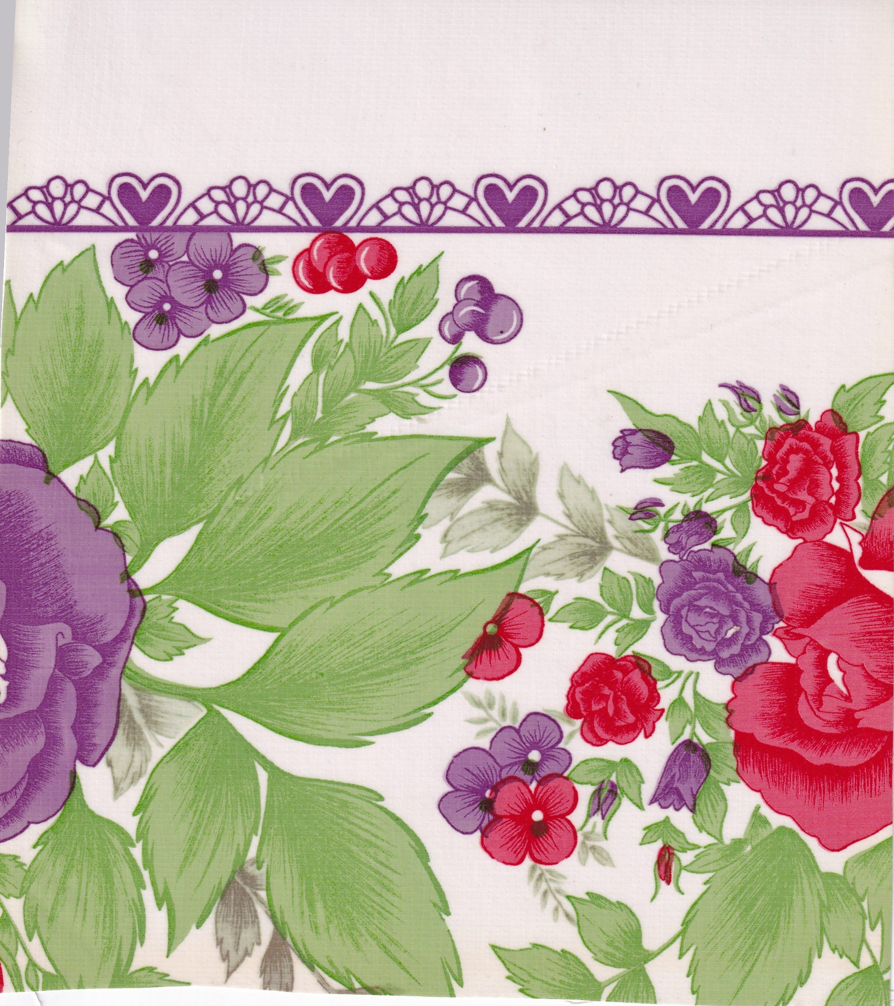 Oilcloth by the yard rose vine purple swatch 2