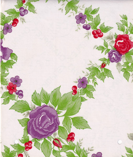 Rose Vine Purple Oilcloth Fabric