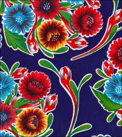 oilcloth by the yard bloom navy swatch
