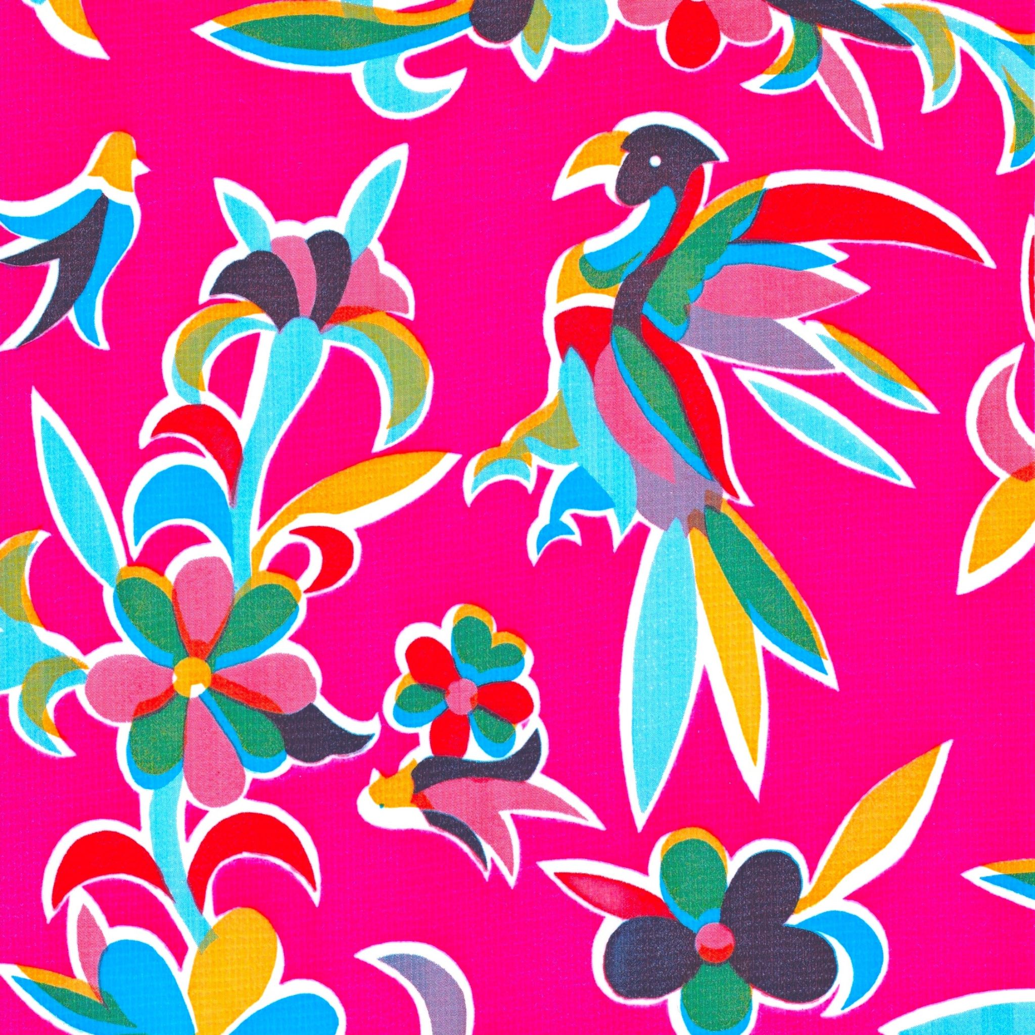 Animal Wonderland Pink Oilcloth Fabric