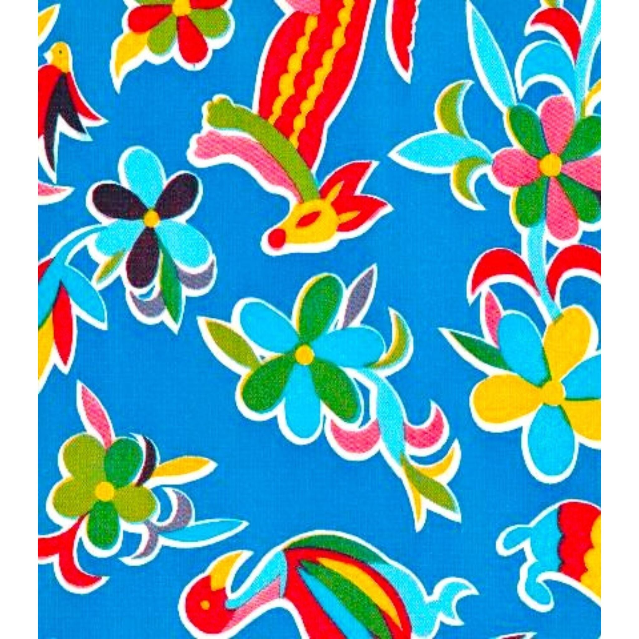 animal wonderland blue oilcloth swatch