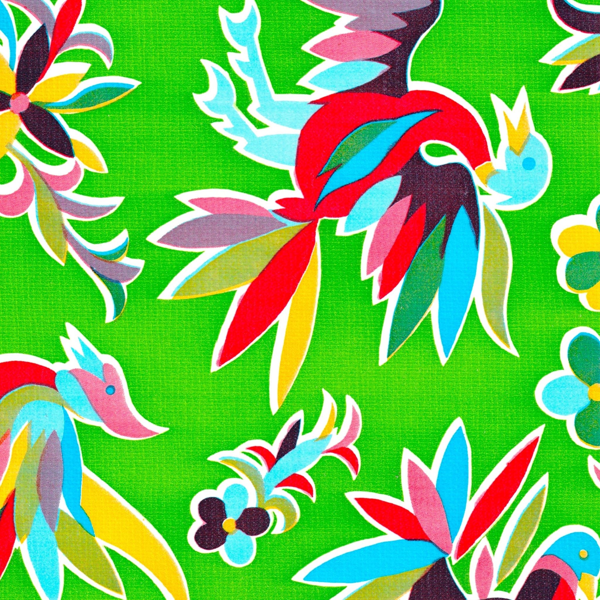 animal wonderland lime green oilcloth swatch