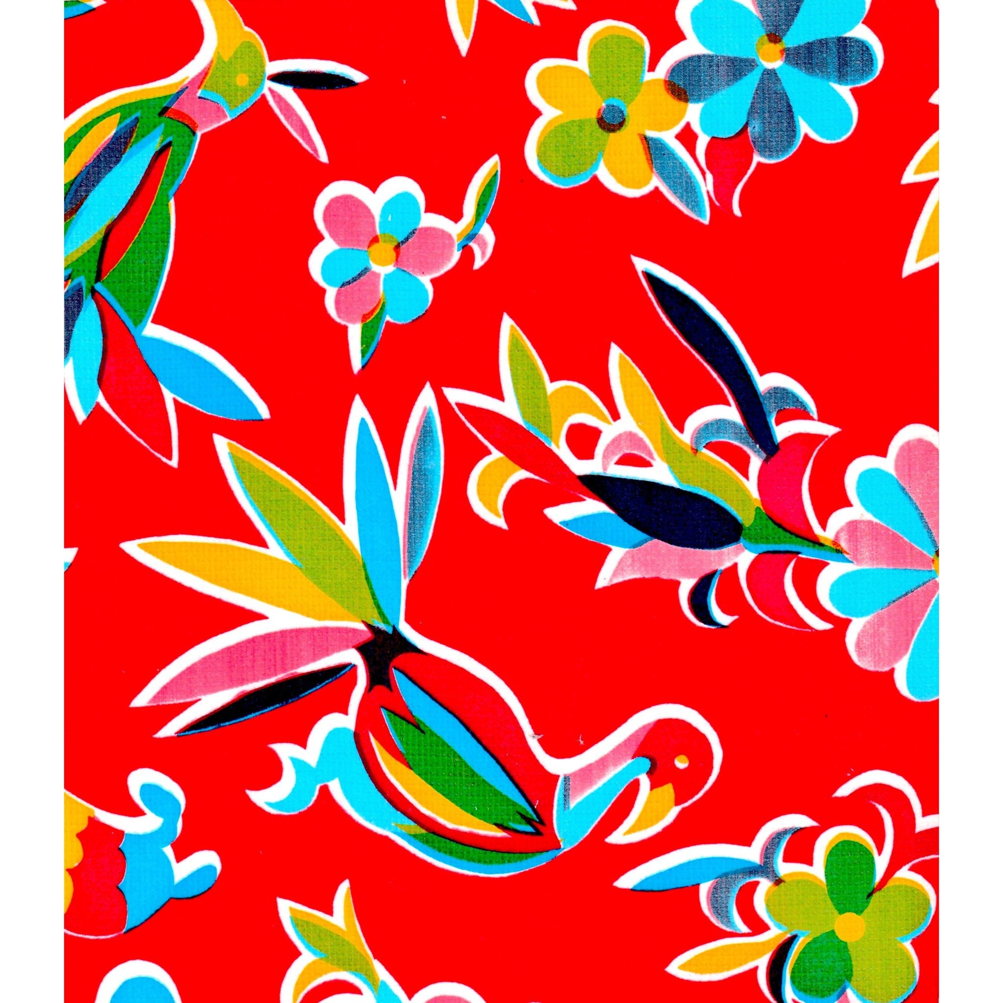 animal wonderland red oilcloth swatch