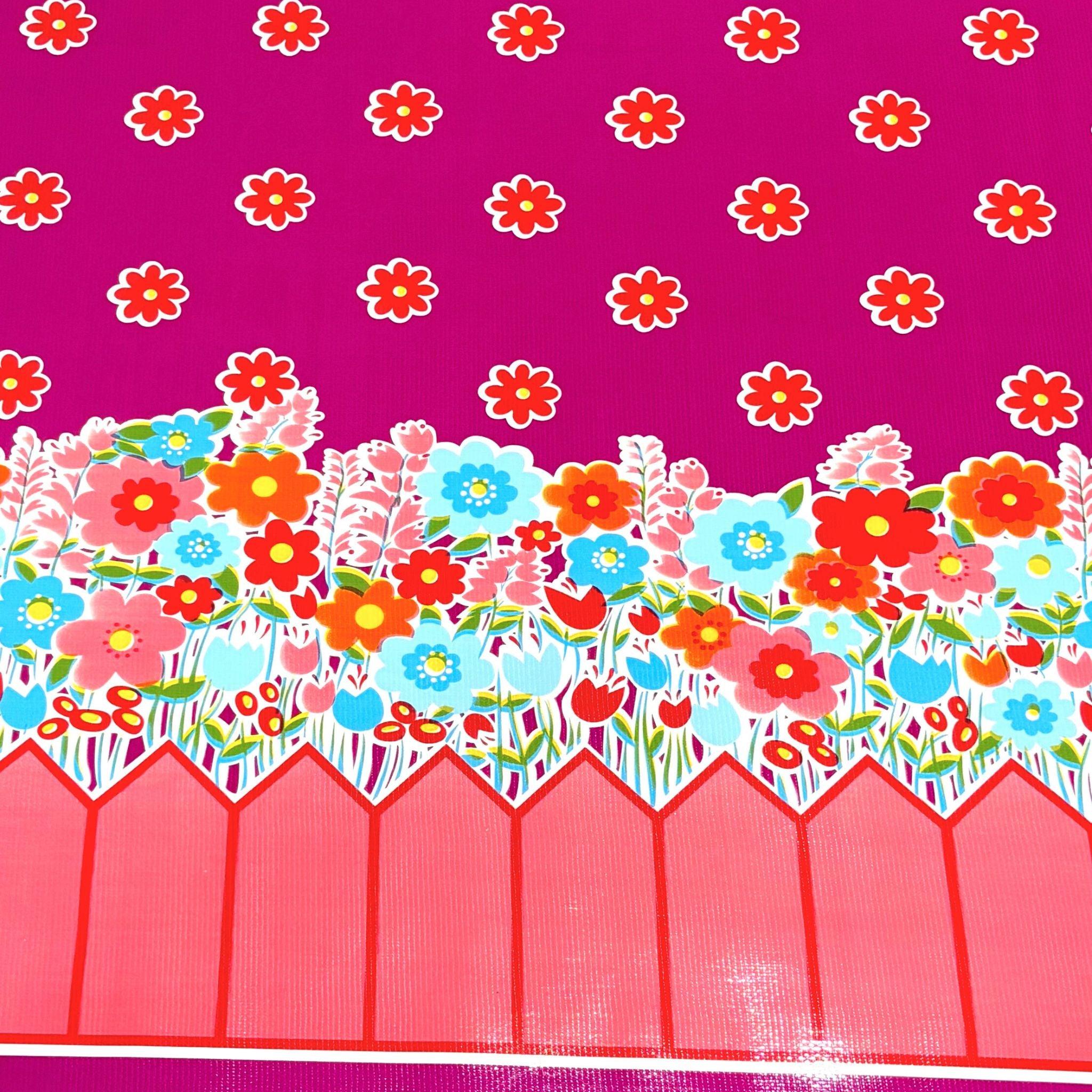 Backyard Fuchsia Oilcloth Fabric
