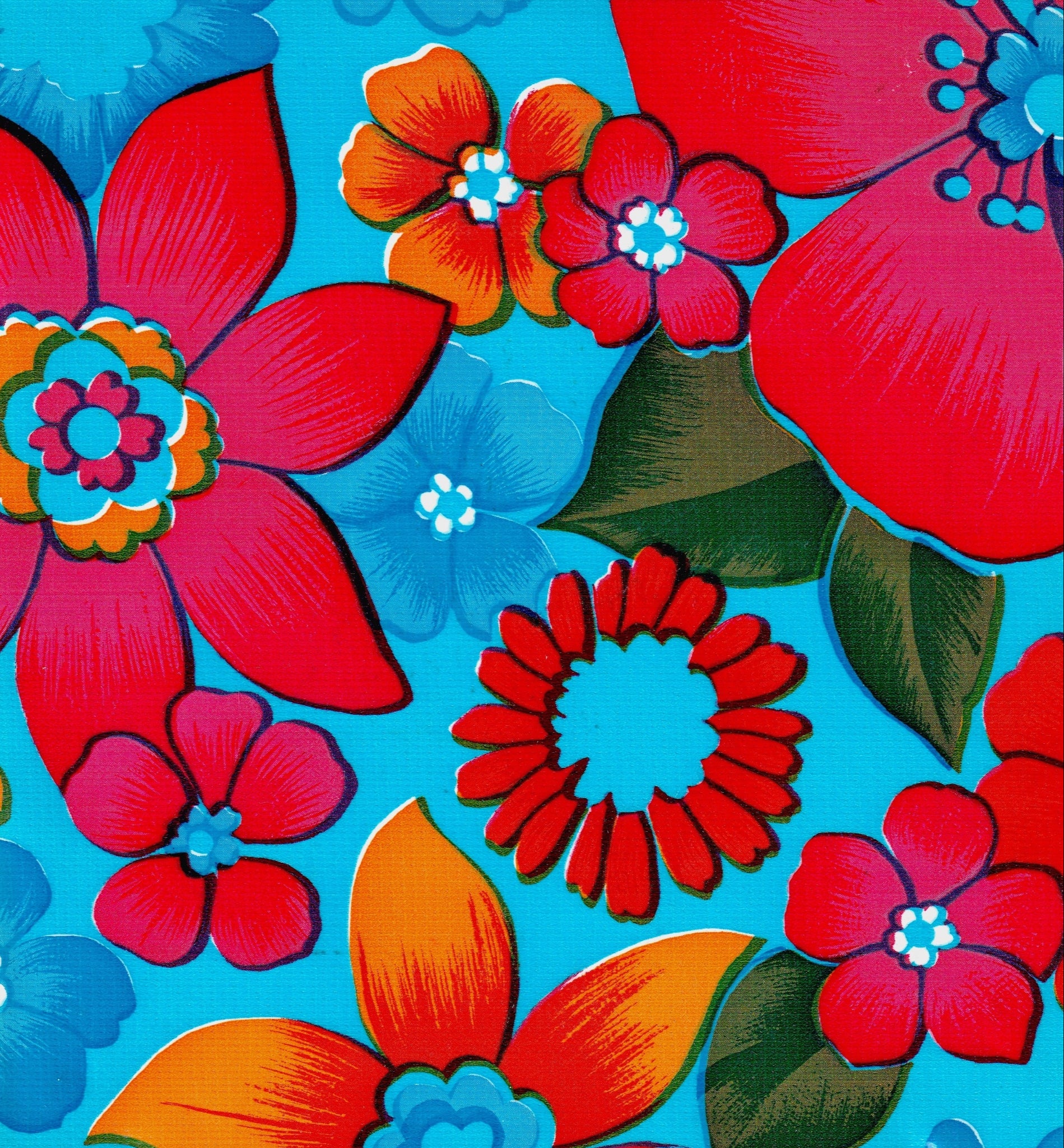 oilcloth by the yard betty's bunch light blue swatch