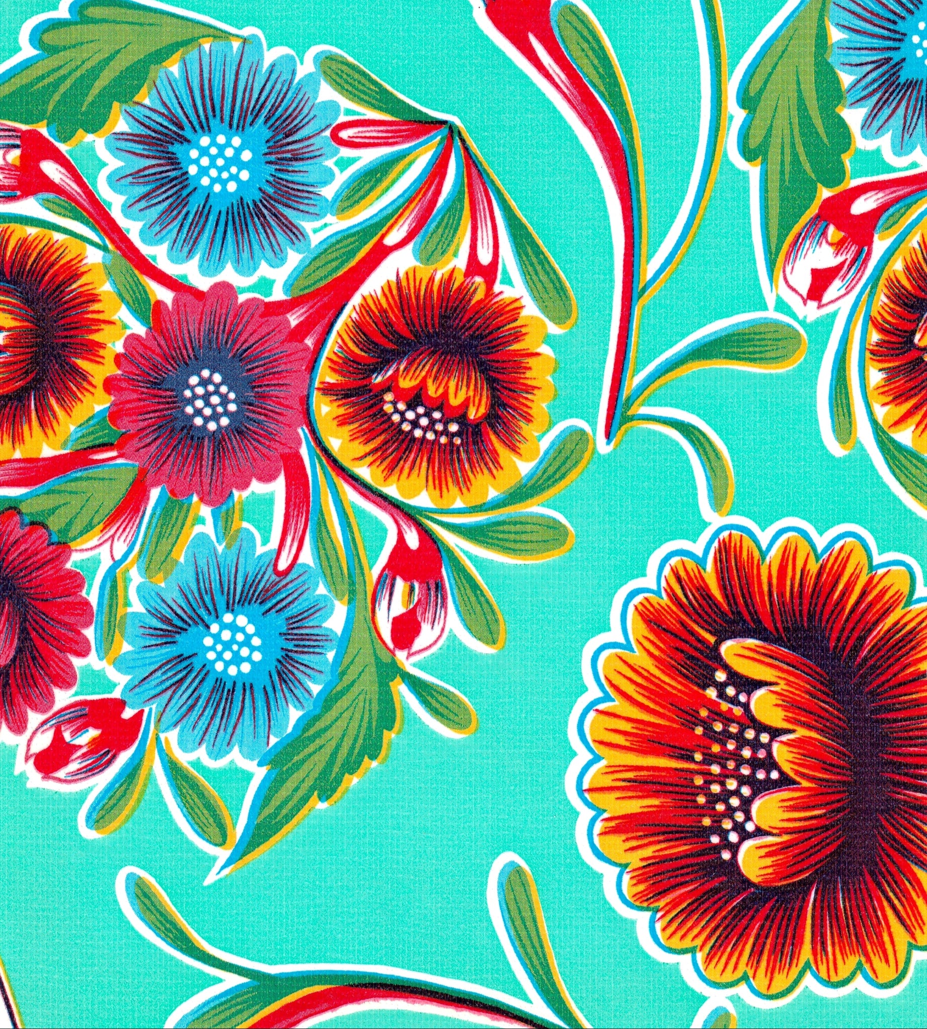 oilcloth by the yard bloom aqua swatch