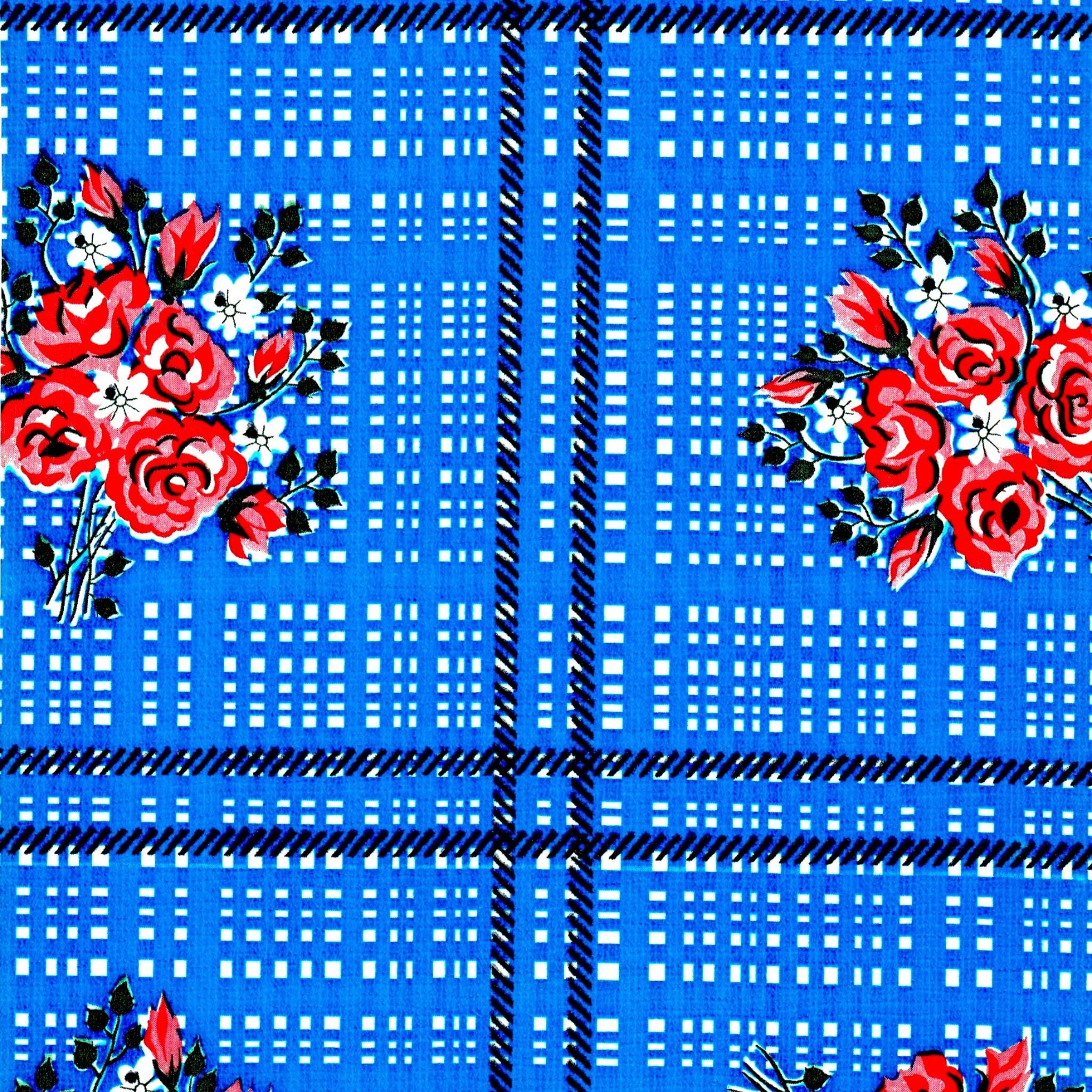 bouquet blue oilcloth swatch