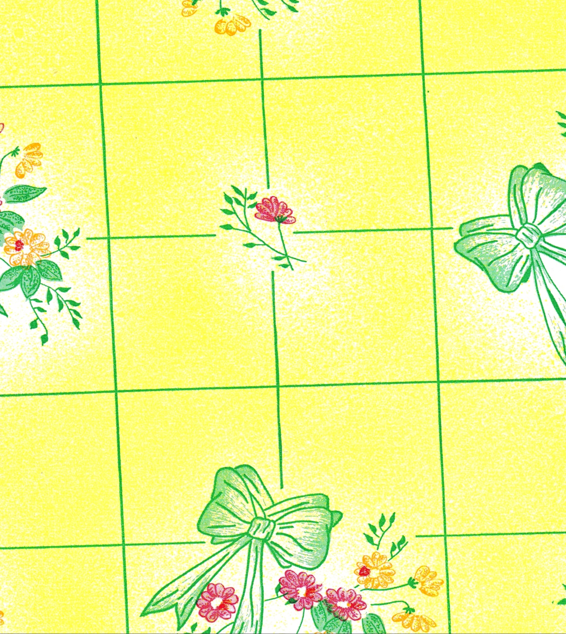 oilcloth by the yard bows and bouquet bright yellow swatch