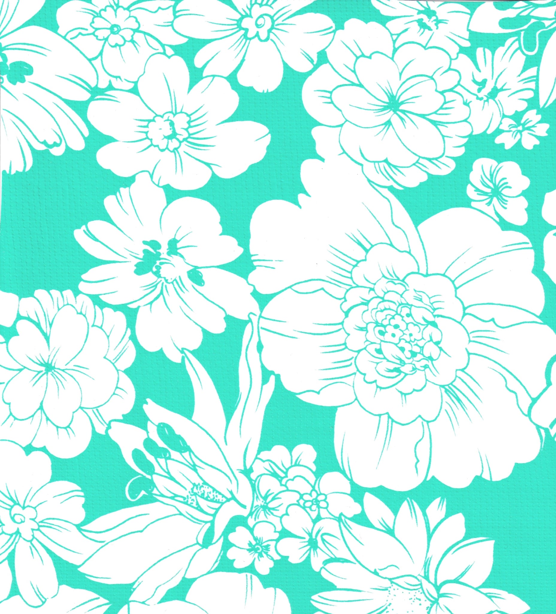 oilcloth by the yard chelsea flowers aqua swatch