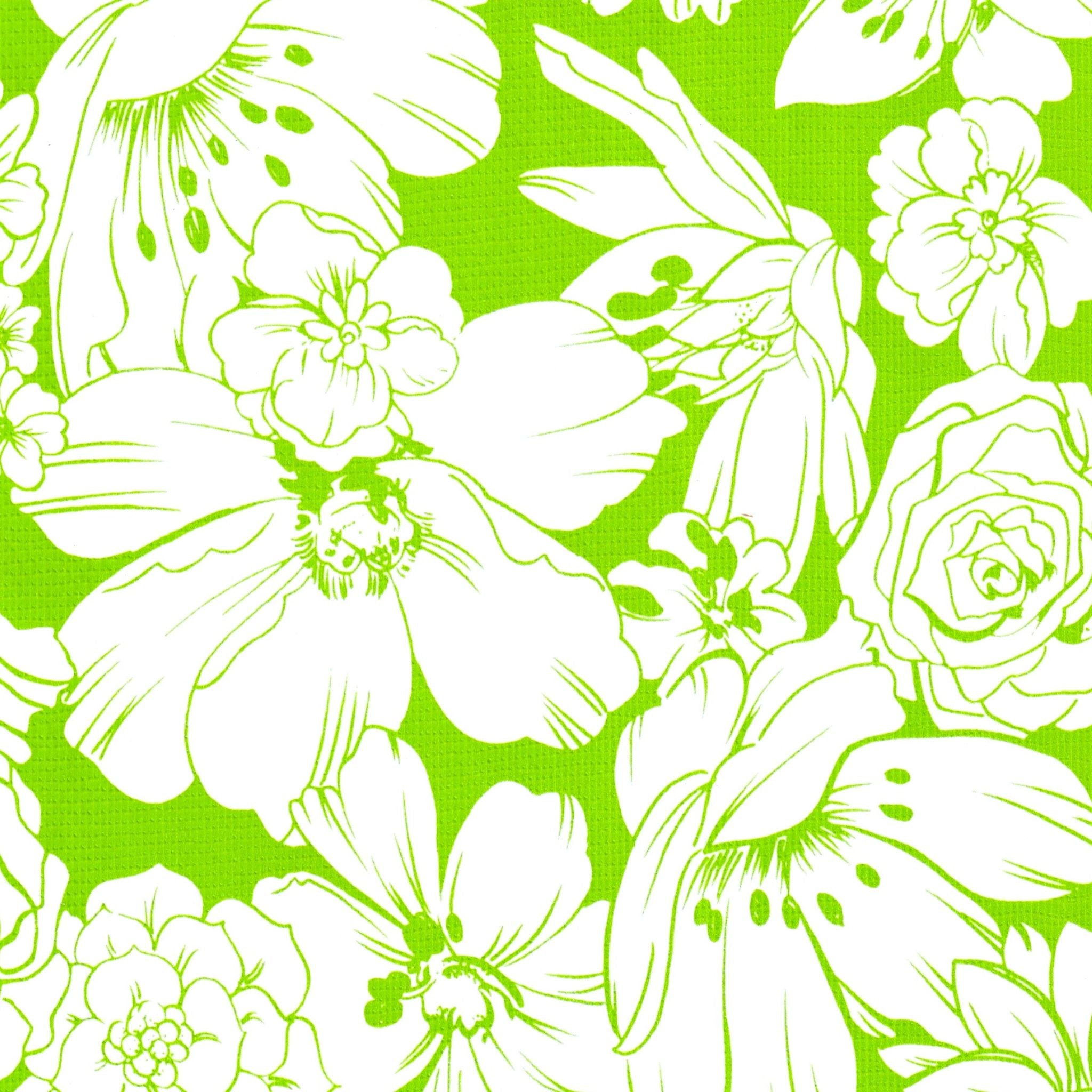 Buy Chelsea Flowers Lime Green Oilcloth Fabric | Oilcloth By The Yard