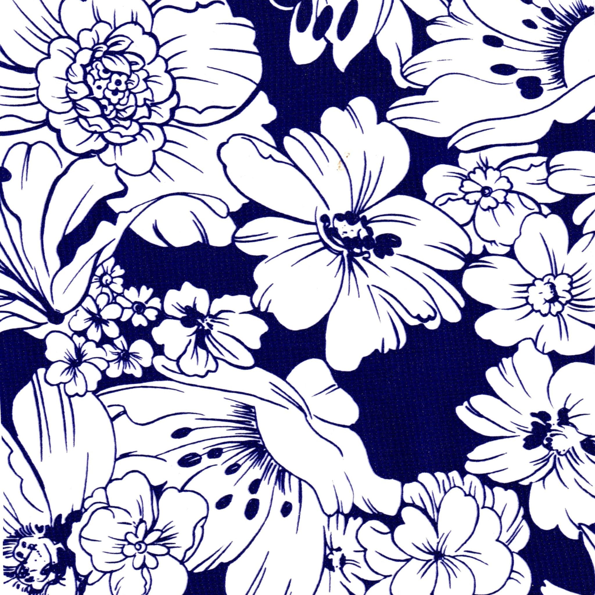 chelsea flowers navy blue oilcloth swatch
