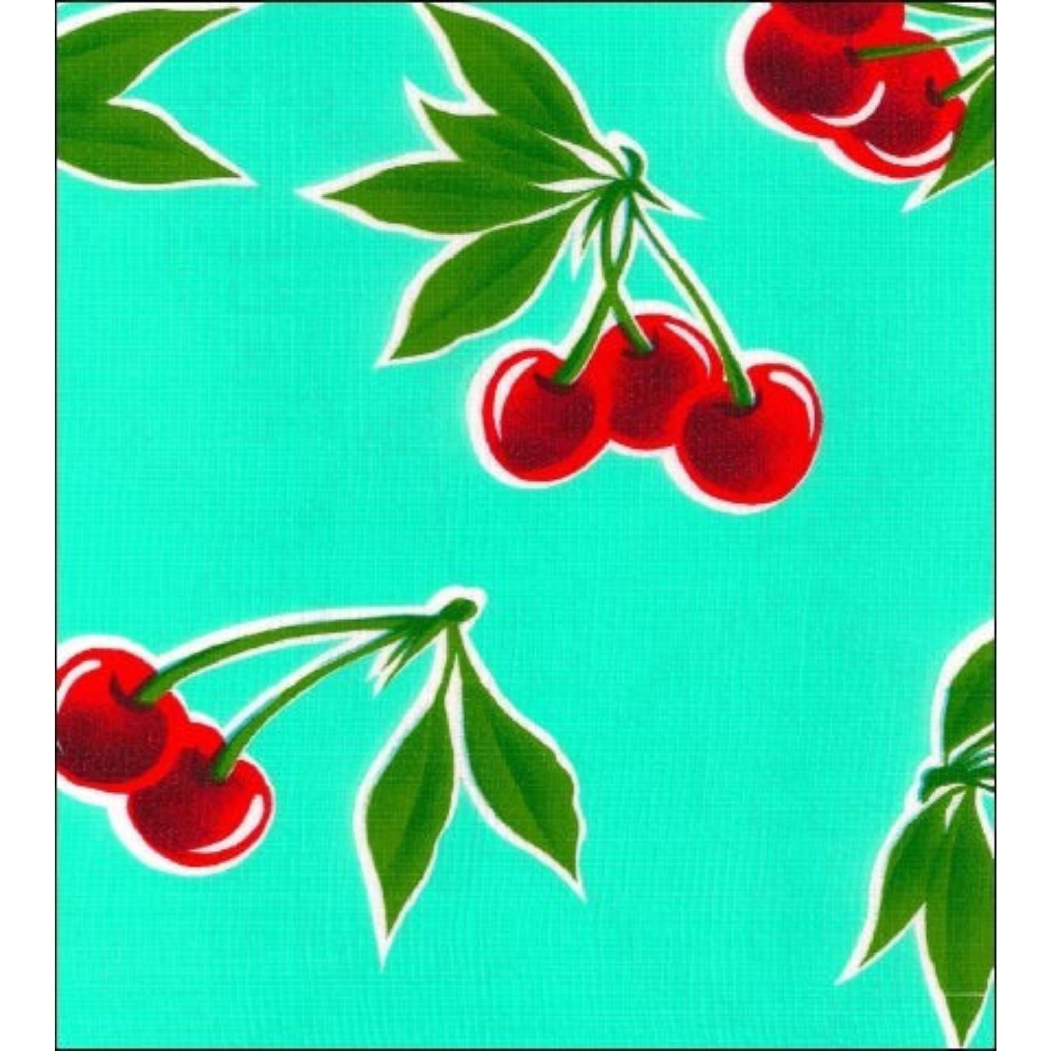 cherry aqua oilcloth swatch