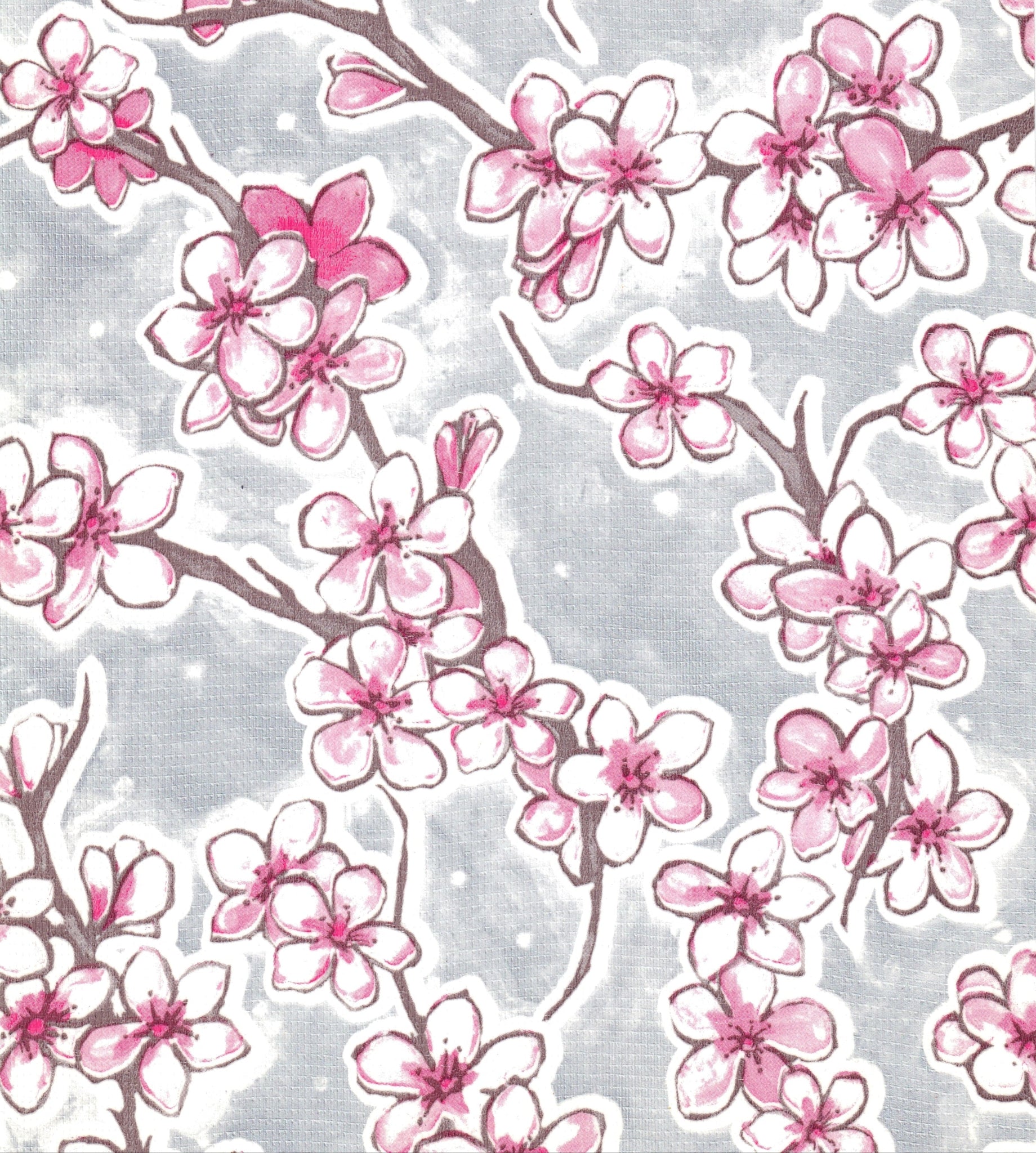 oilcloth by the yard cherry blossom silver swatch