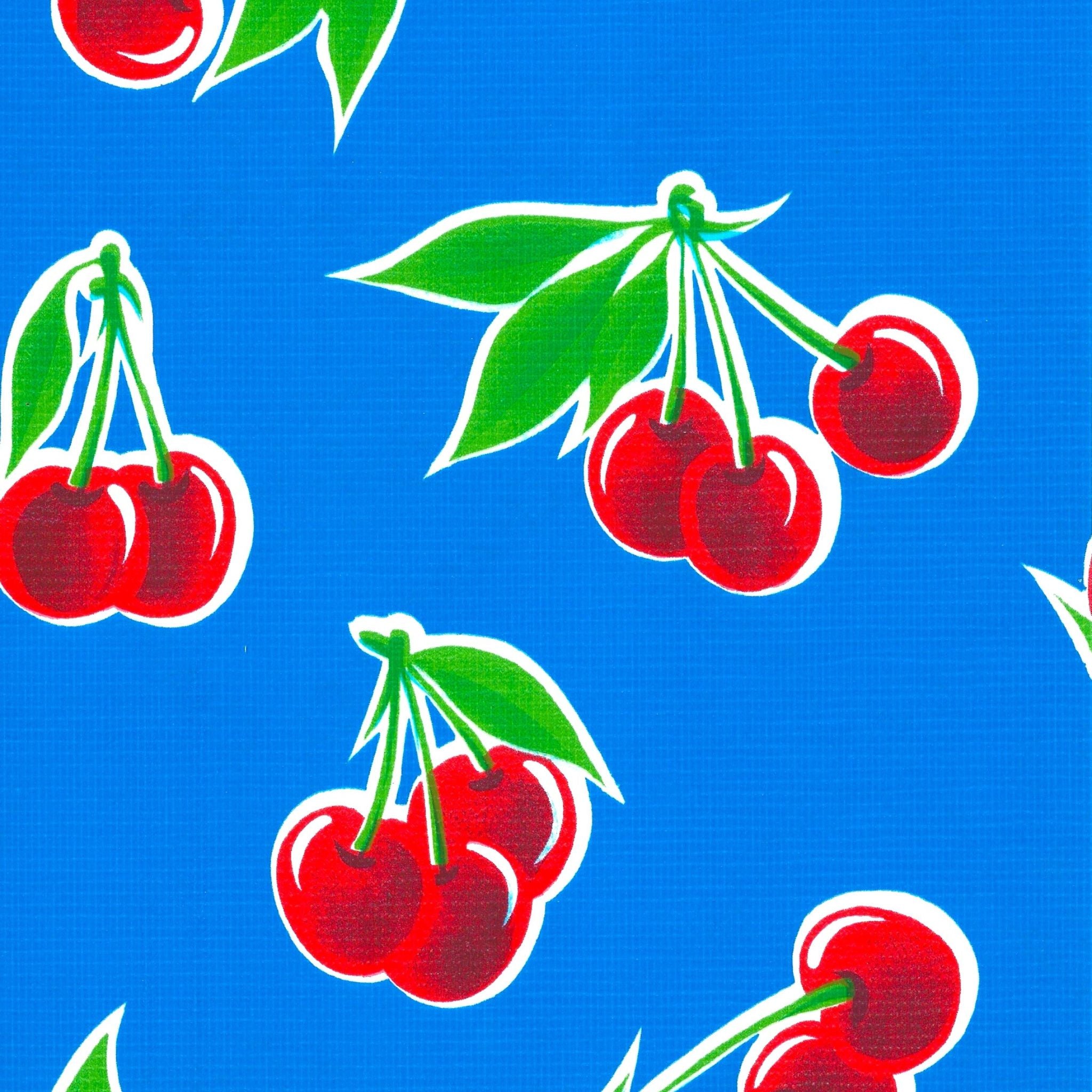 cherry blue oilcloth swatch