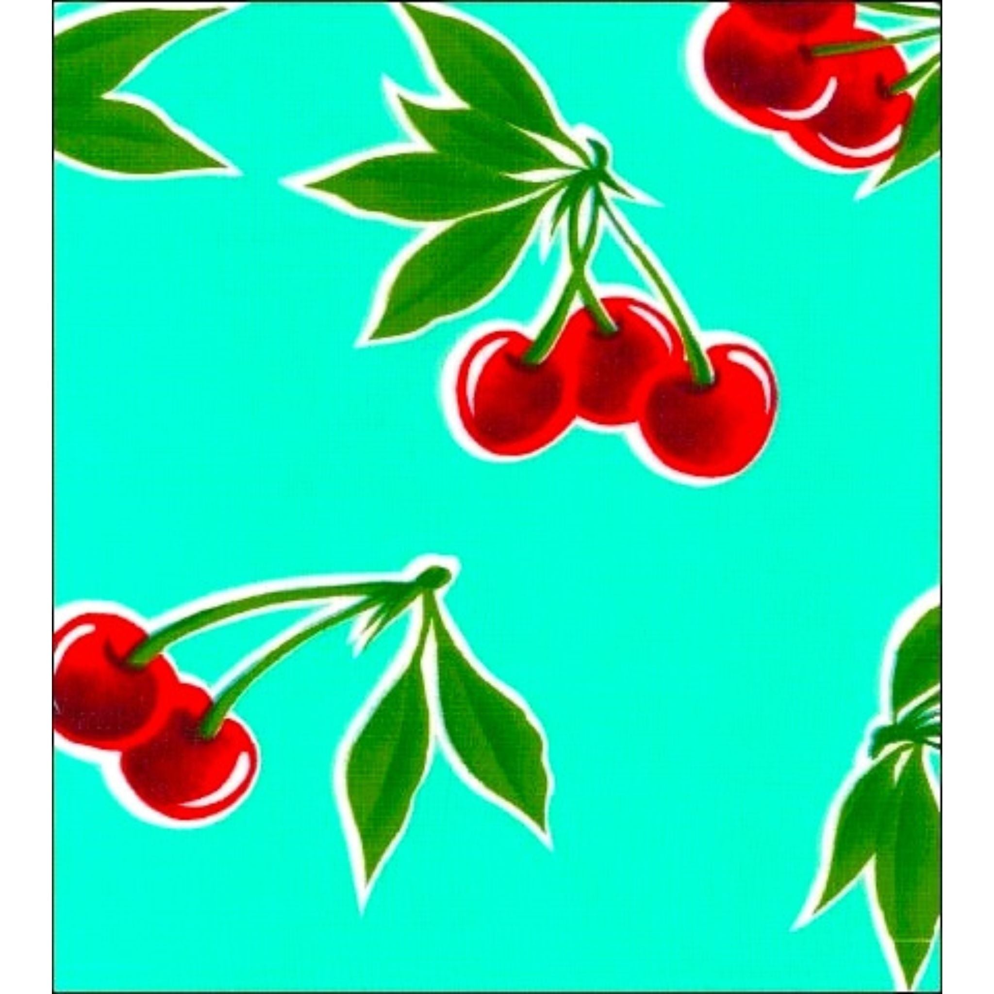 cherry aqua oilcloth swatch