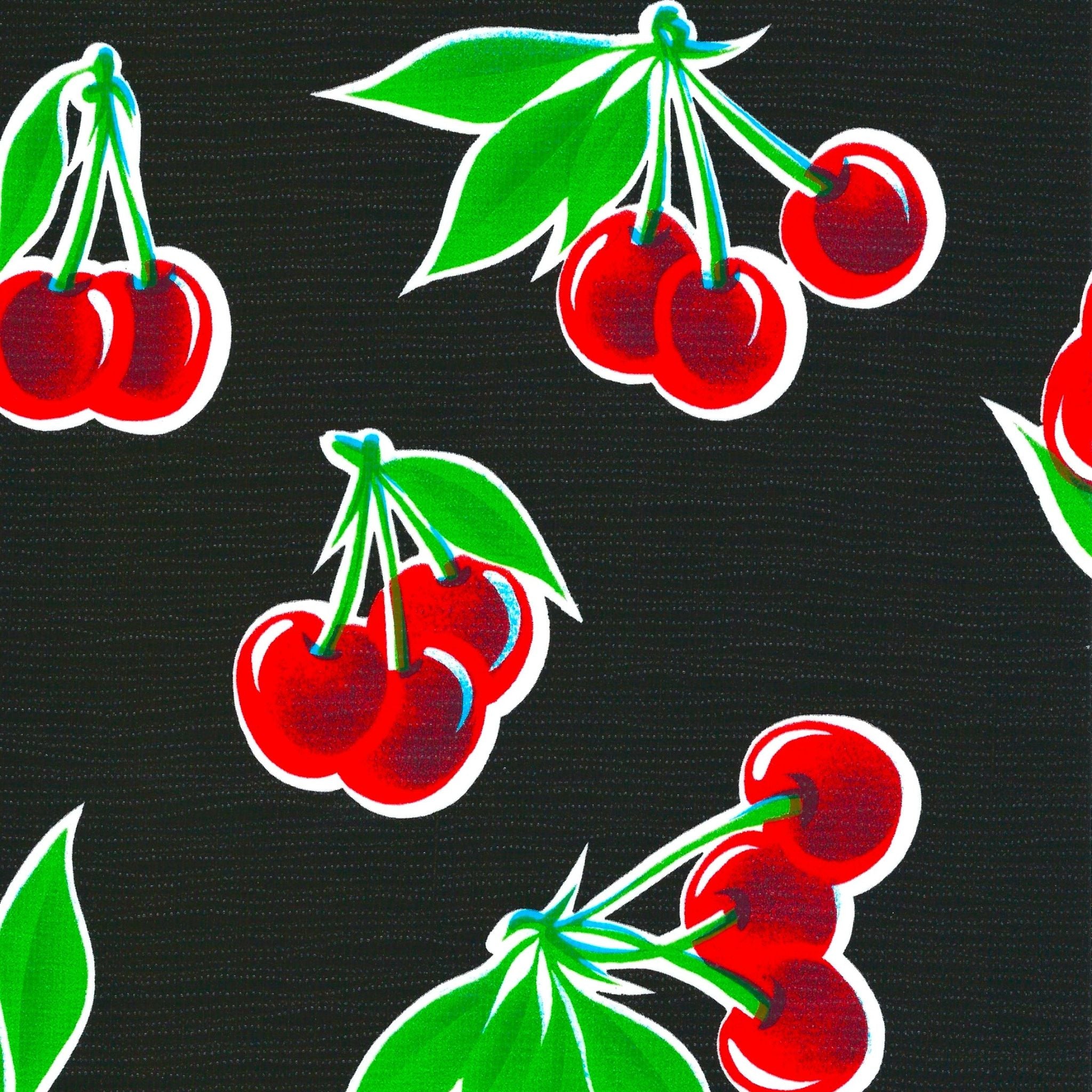 cherry black oilcloth swatch