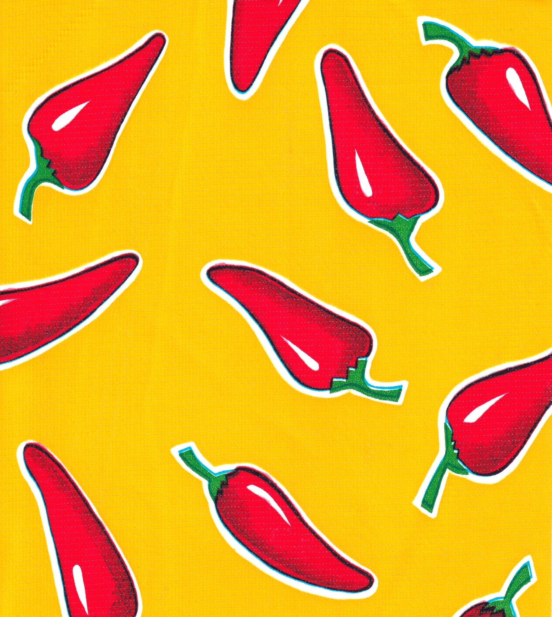 oilcloth by the yard chili peppers yellow swatch