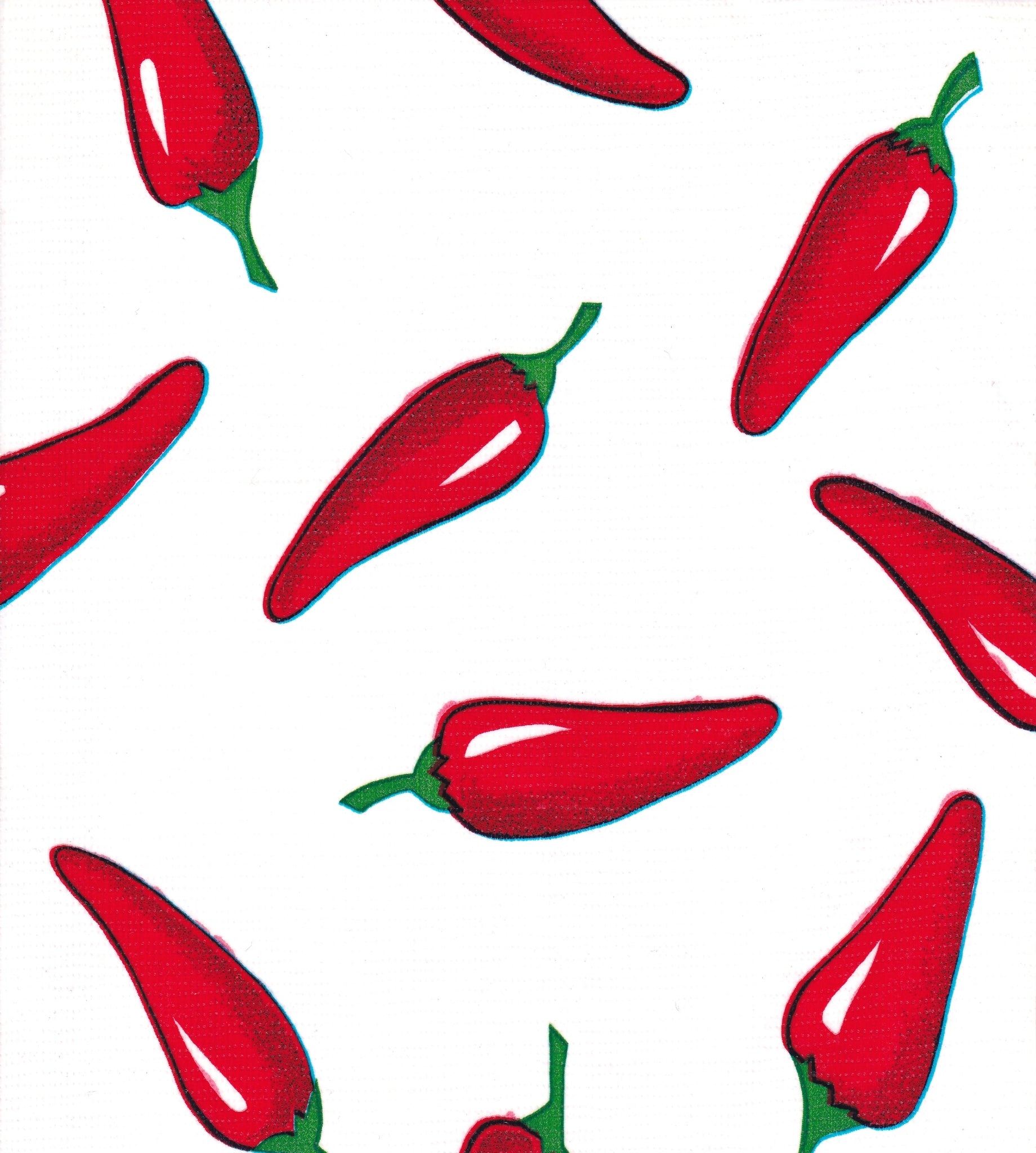 oilcloth by the yard chili peppers white swatch