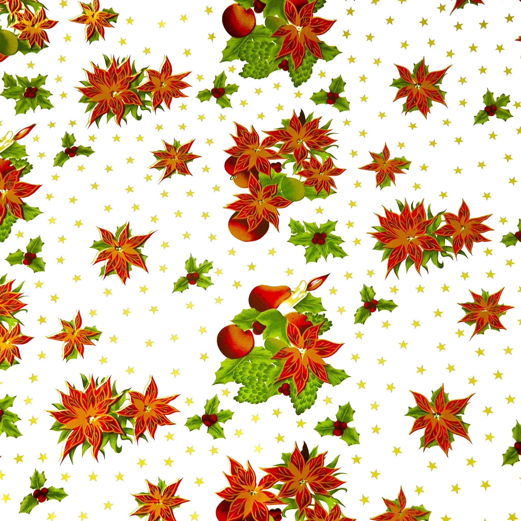 christmas stars white oilcloth swatch