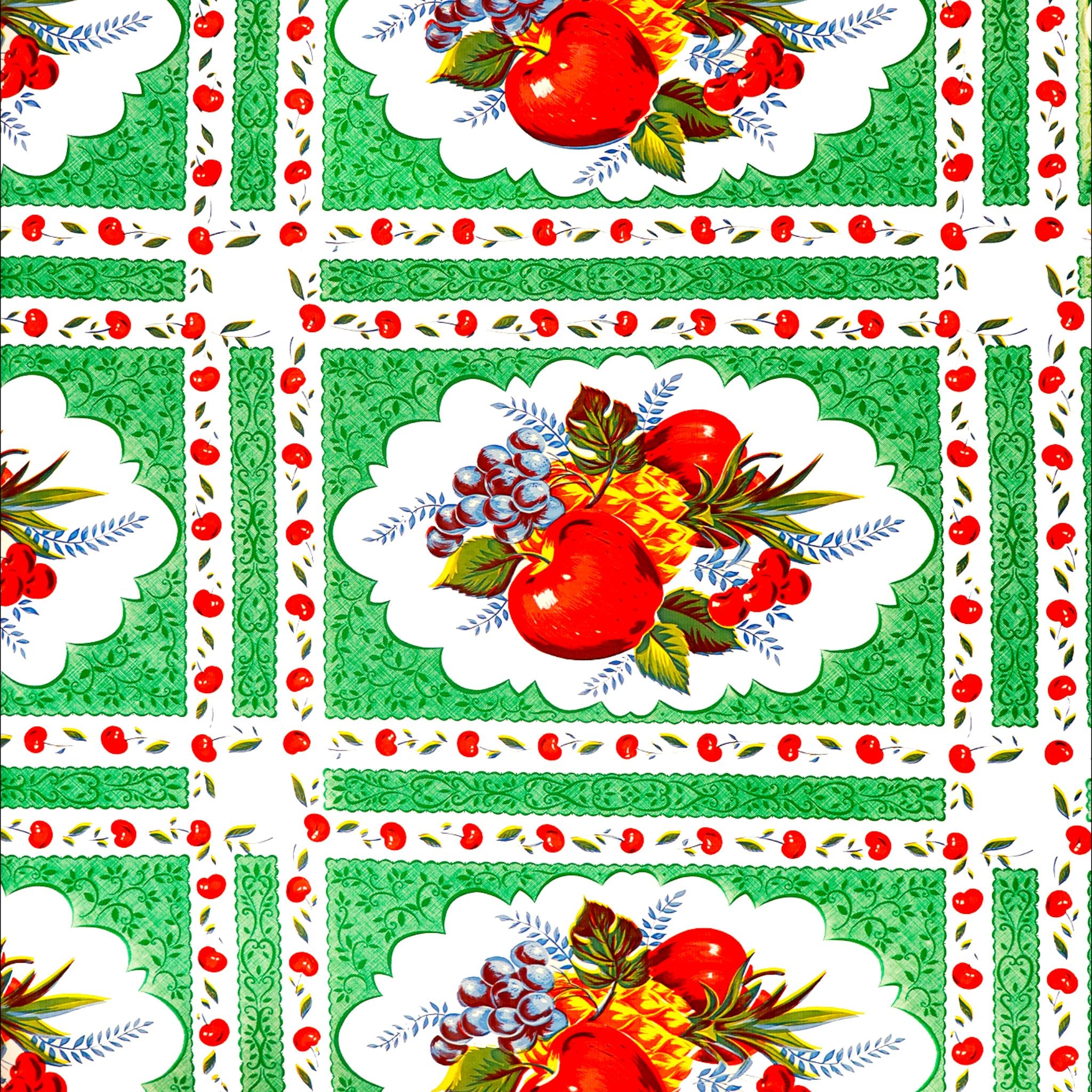 country apple green oilcloth swatch