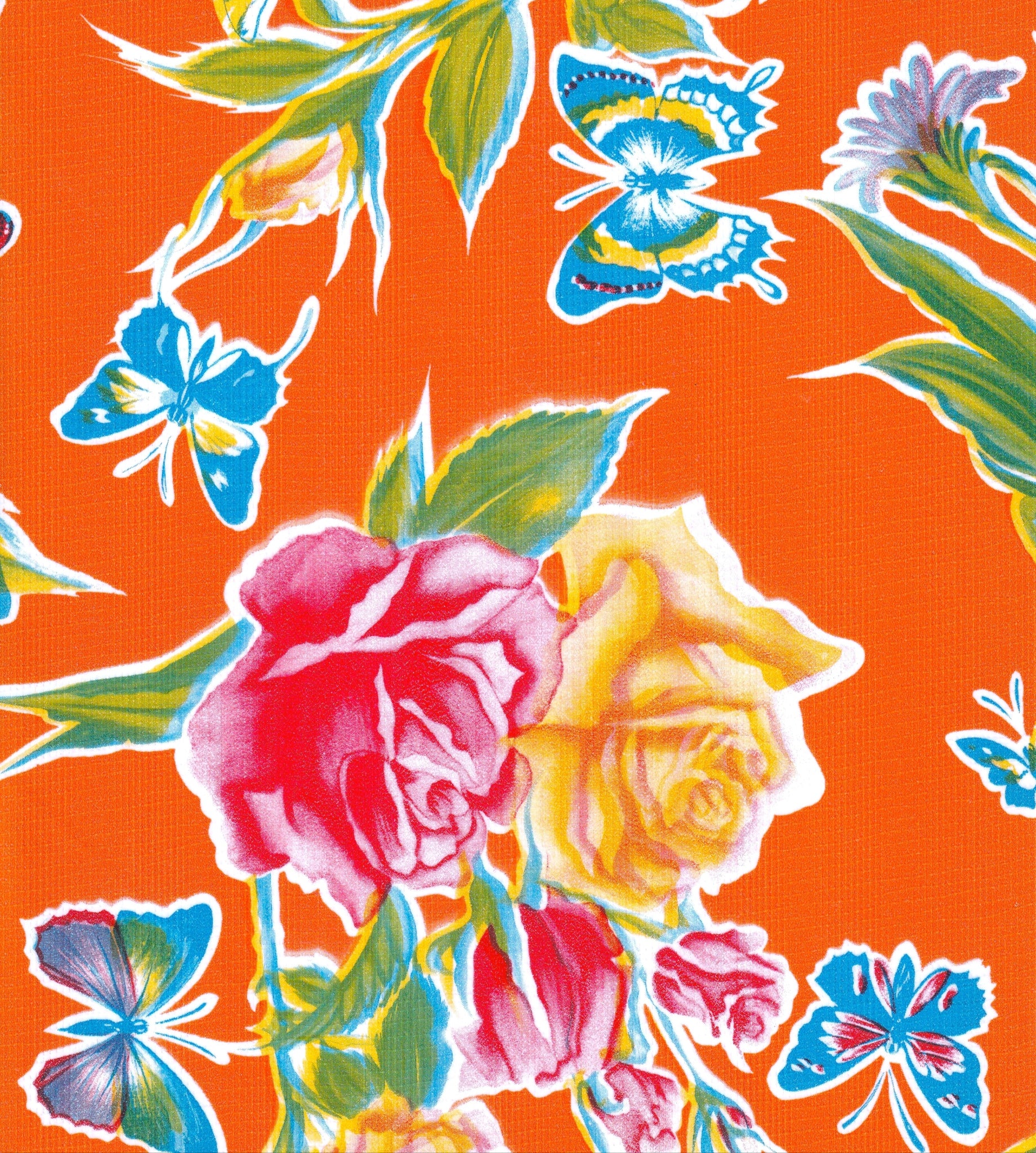 oilcloth by the yard edgars butterfly orange swatch