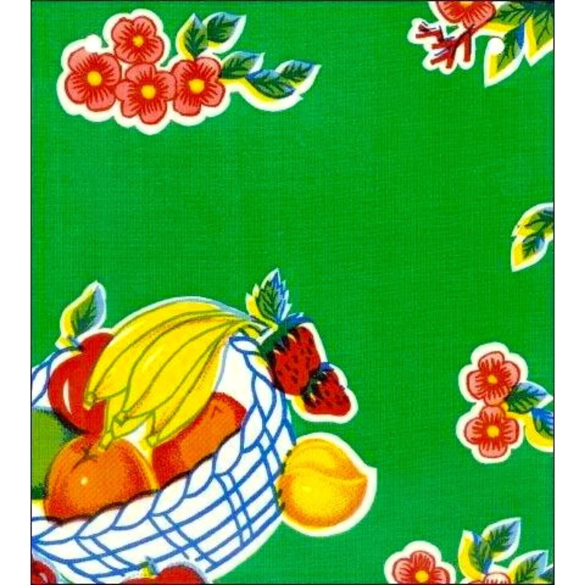fruit basket green oilcloth swatch