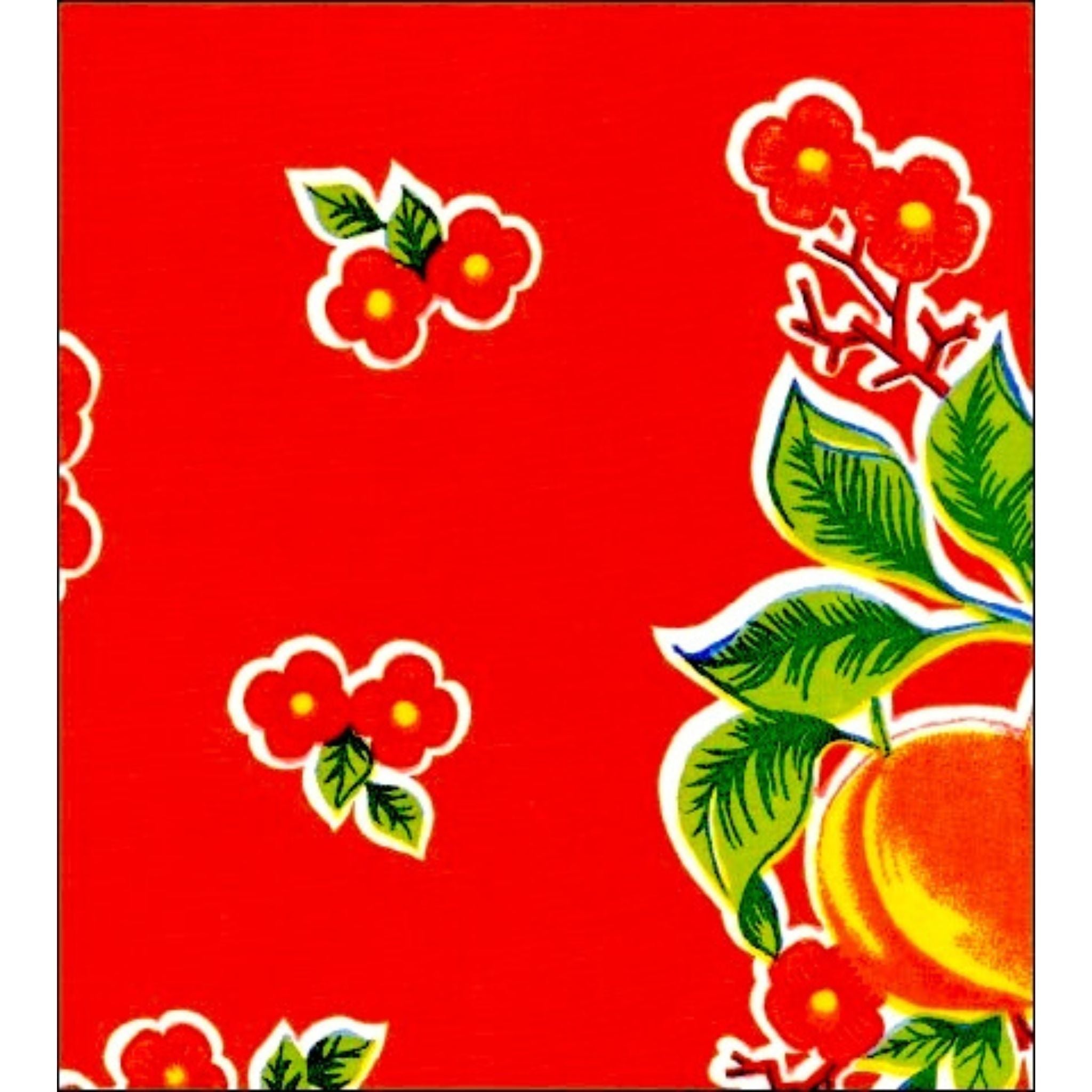 fruit basket red oilcloth swatch
