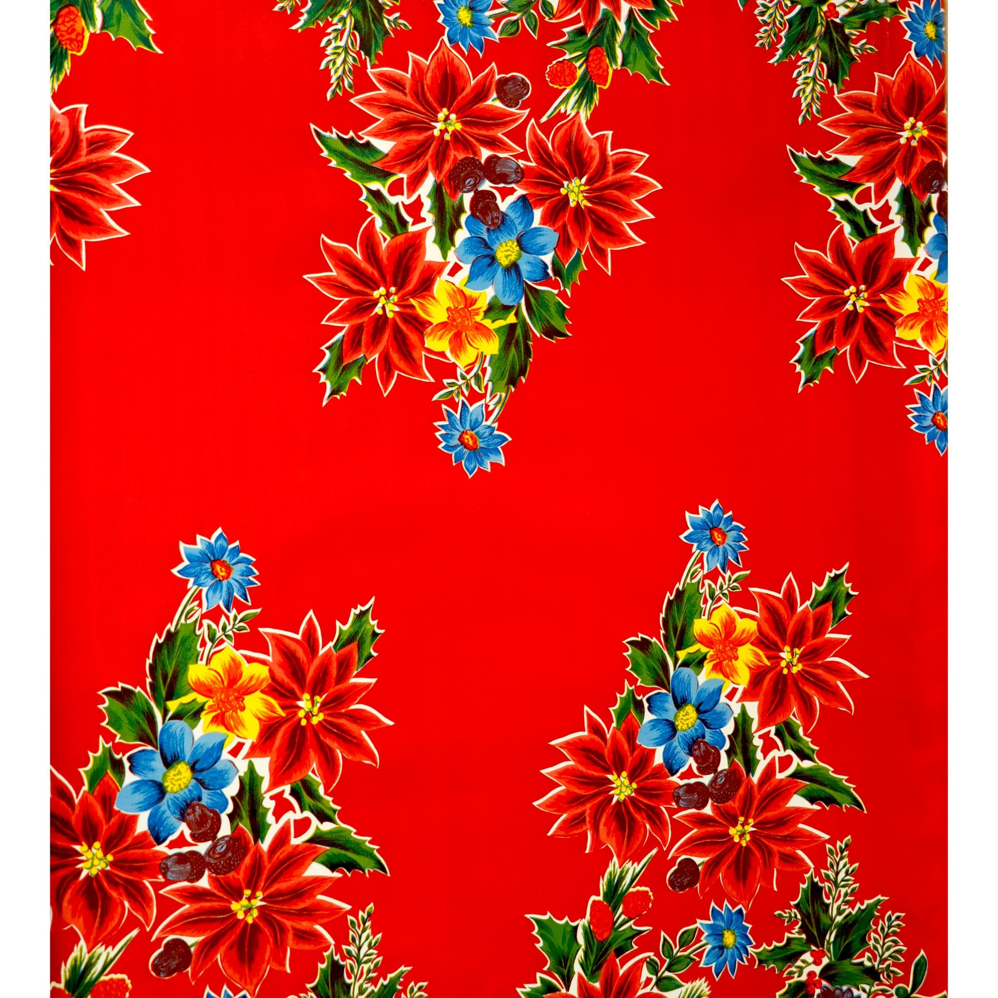 christmas poinsettia red oilcloth swatch