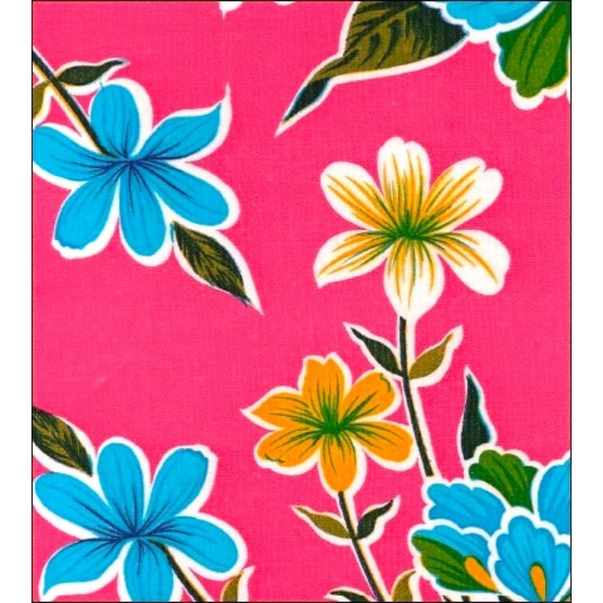 Pink Hibiscus Fabric - Hawaii in Pink Oilcloth | Oilcloth By The Yard