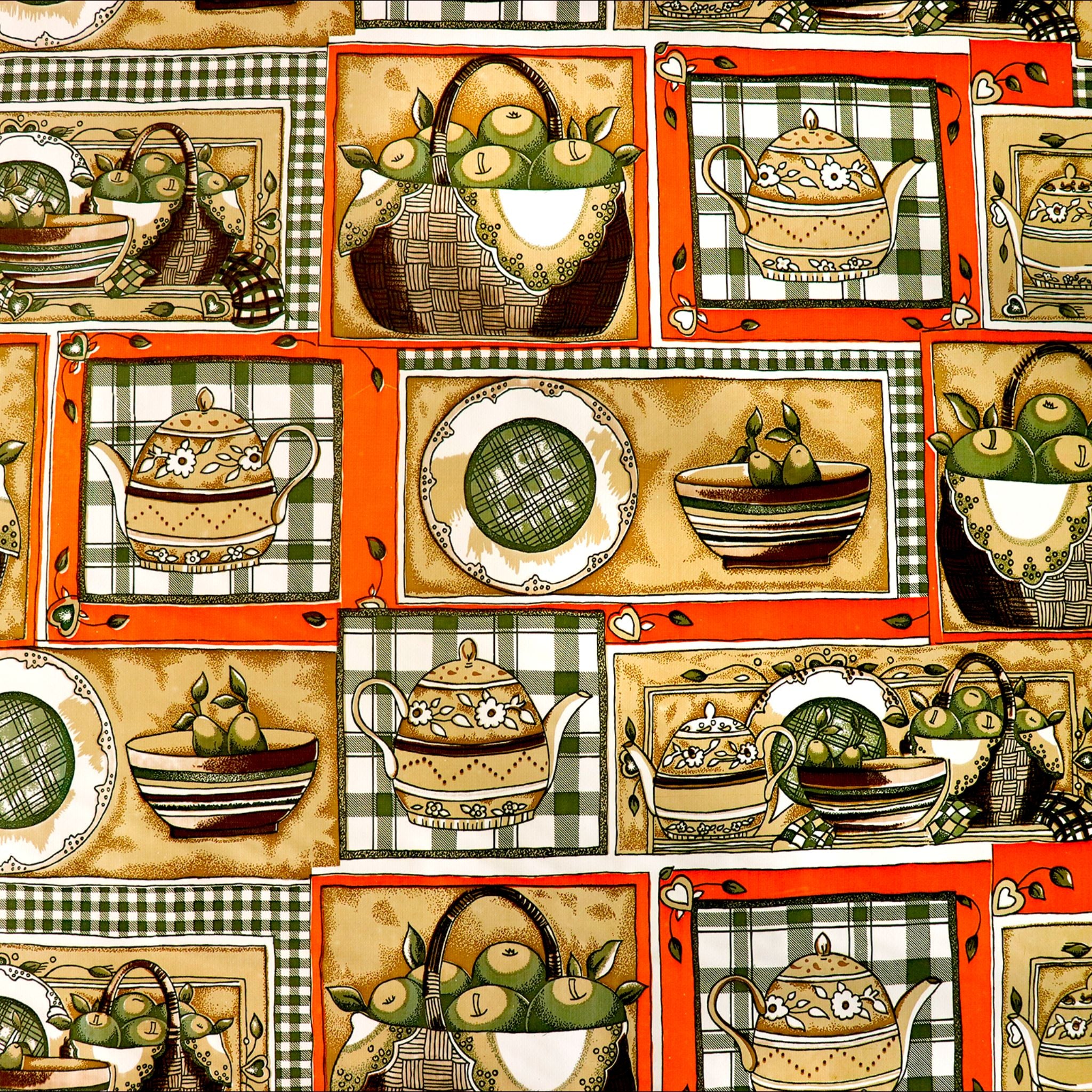 oilcloth by the yard kitchen dark green and orange oilcloth swatch
