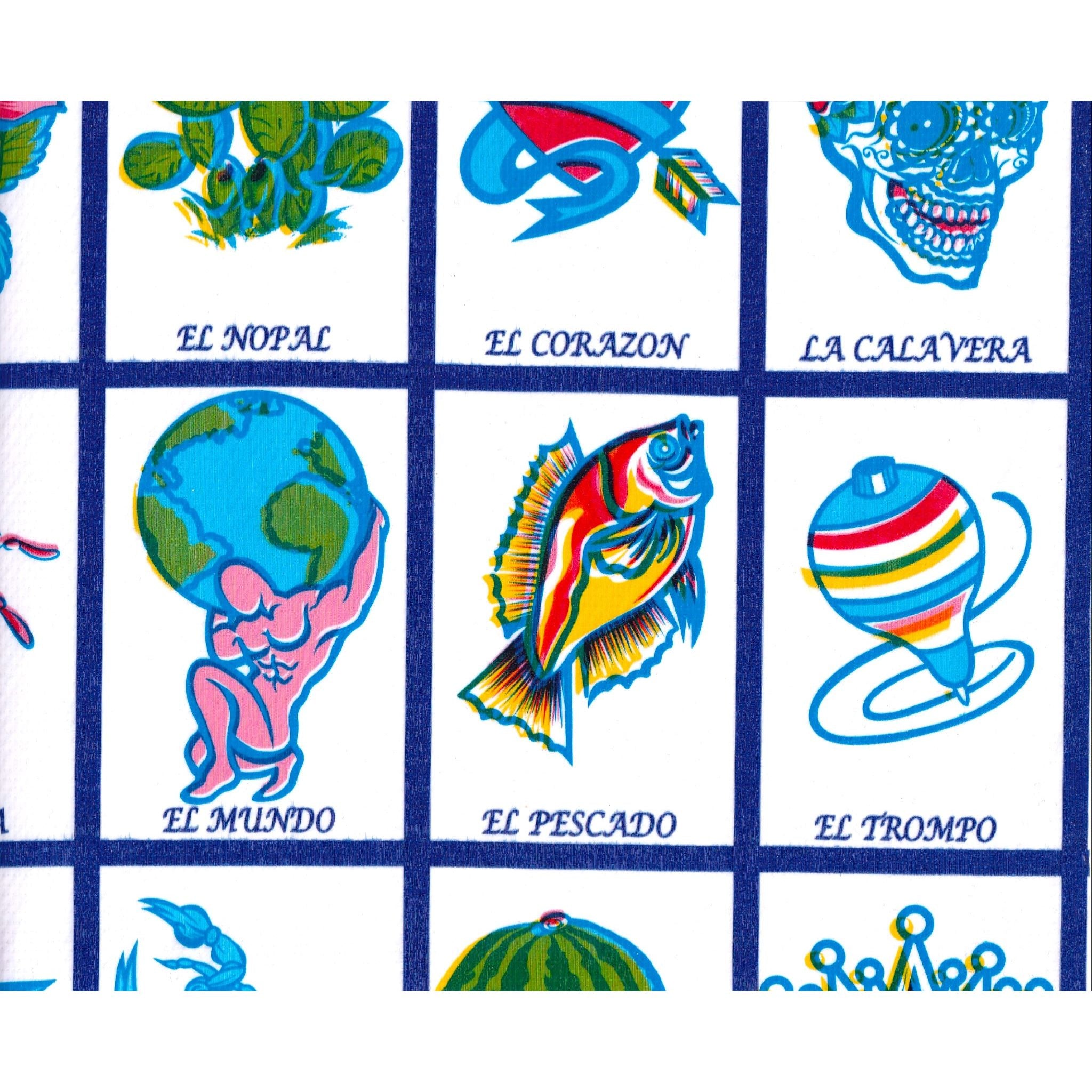 loteria navy blue oilcloth swatch