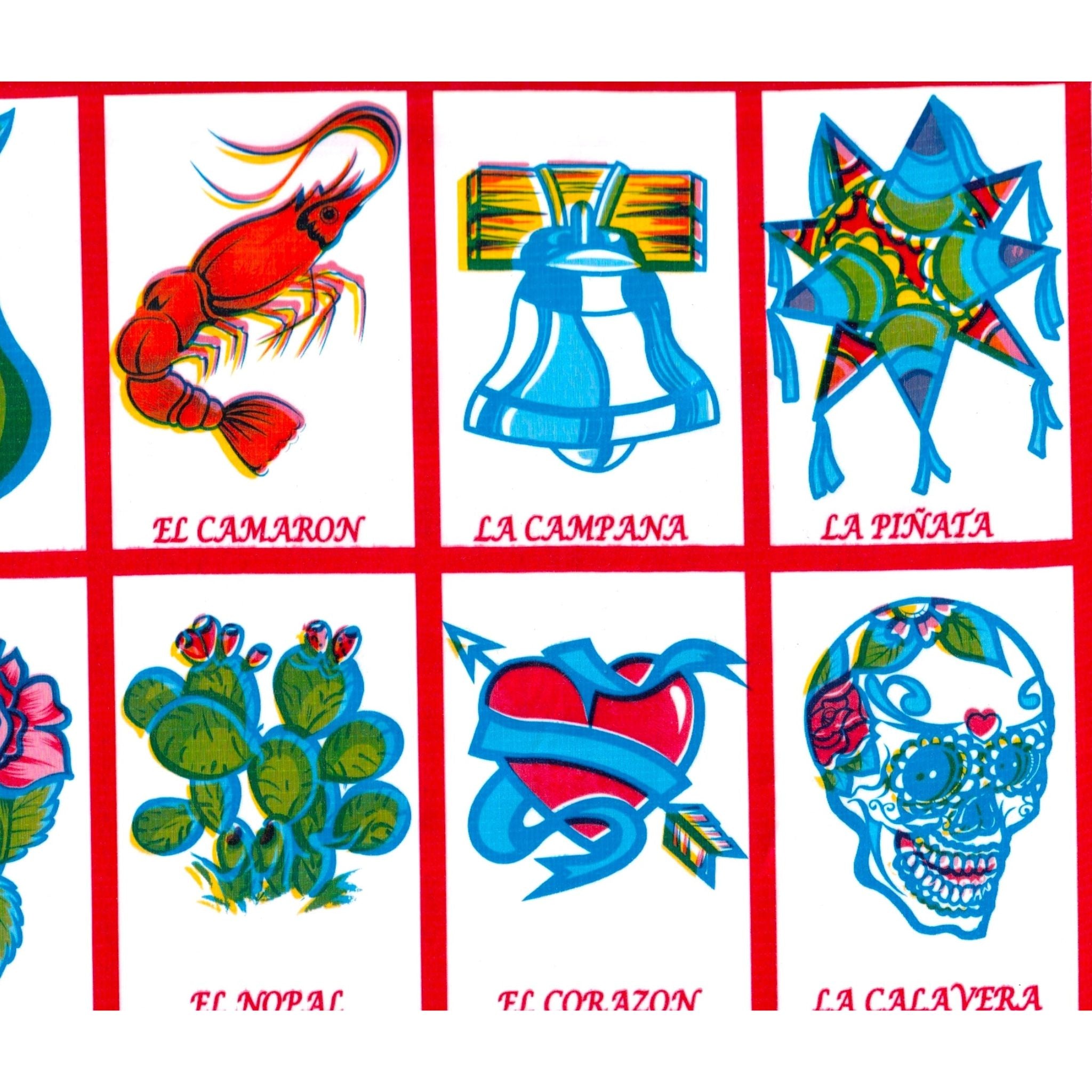 loteria red oilcloth swatch