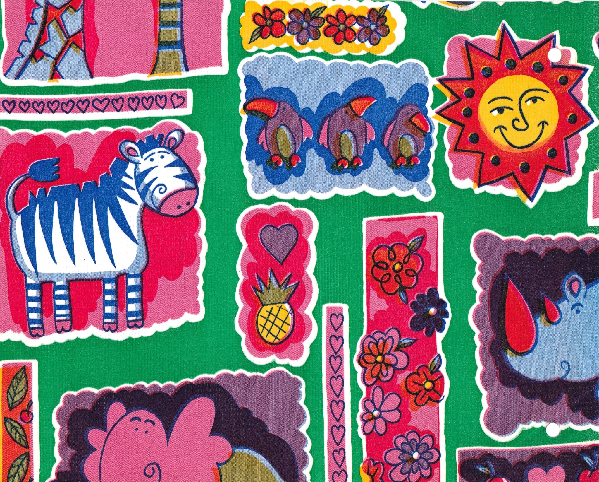 oilcloth by the yard animal wonderland green swatch