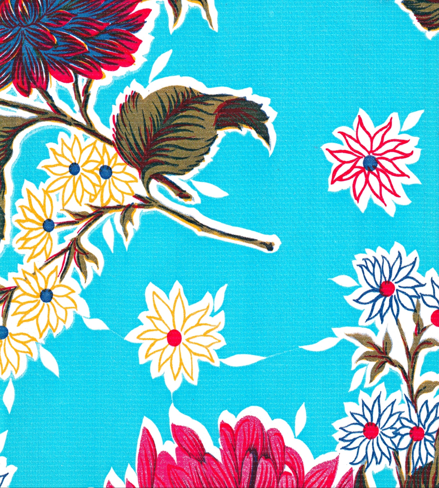 oilcloth by the yard mum light blue swatch