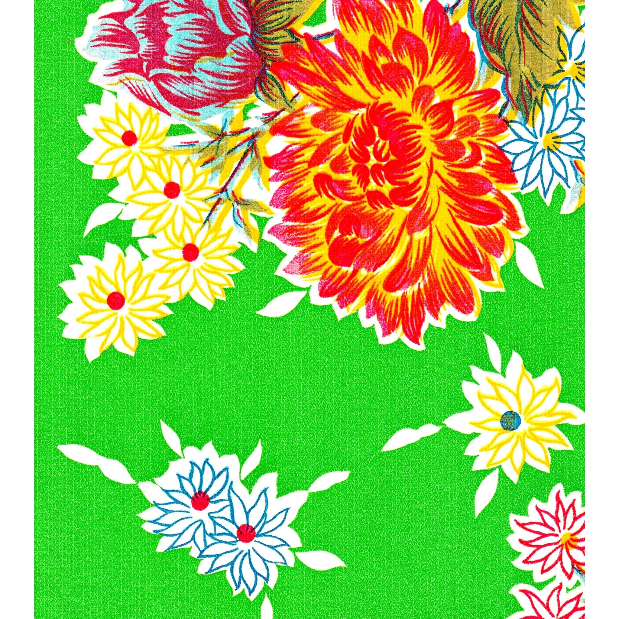 mum lime green oilcloth swatch