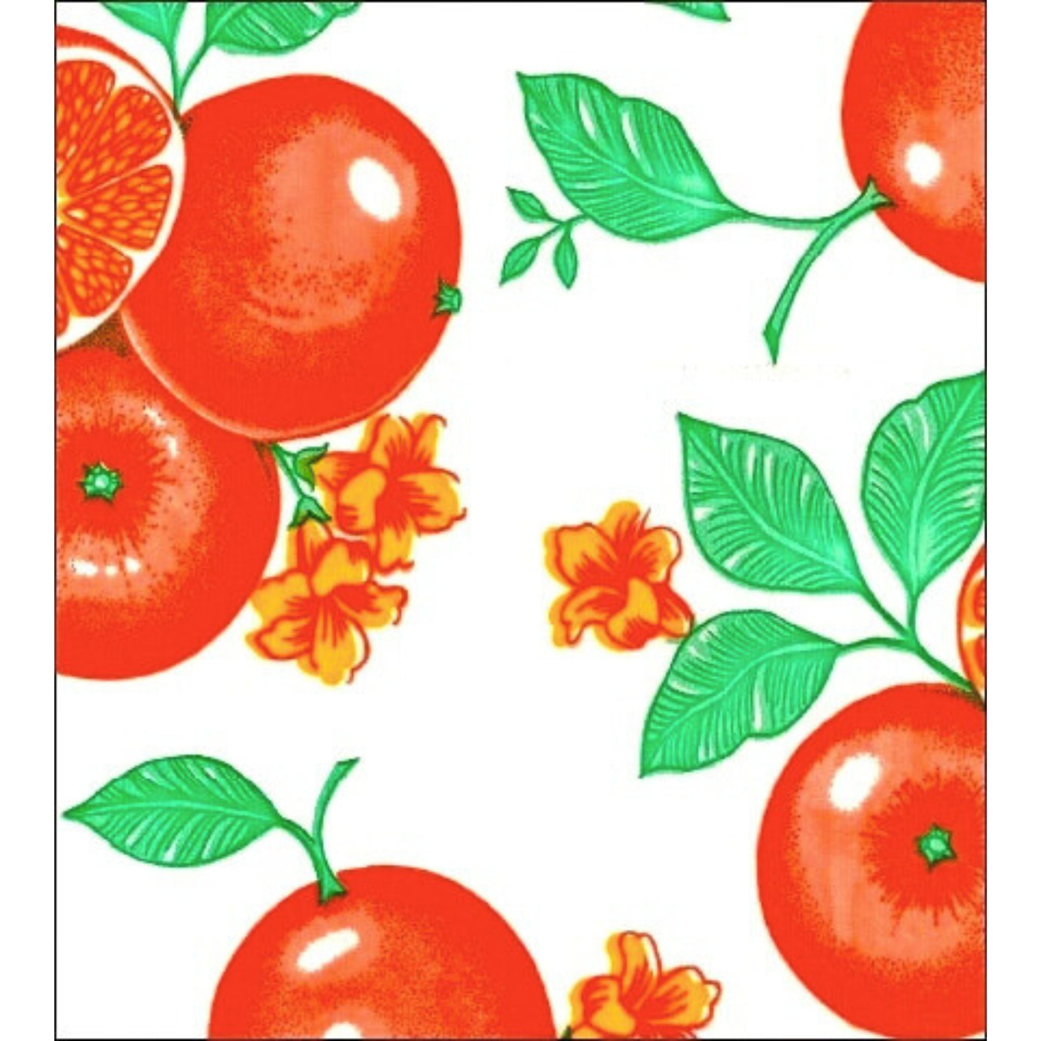 oranges white oilcloth swatch
