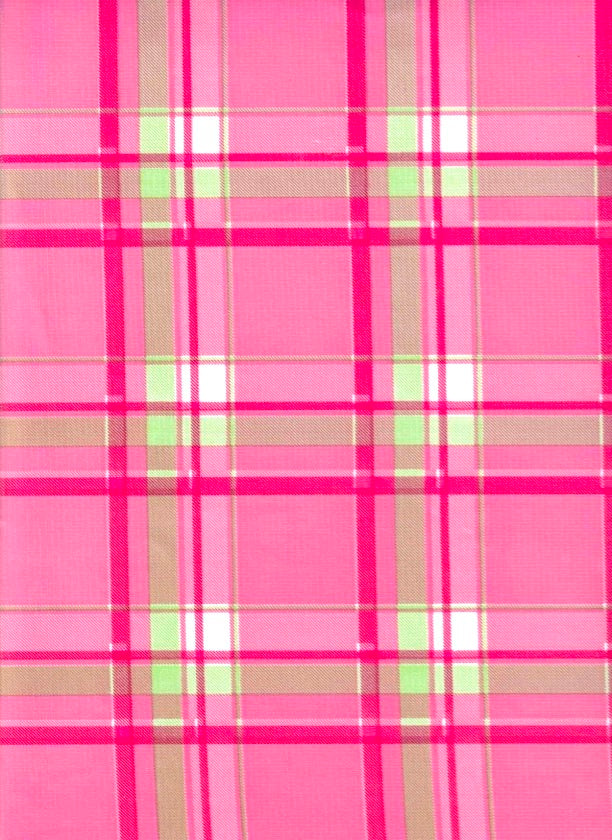 swatch of hot pink plaid with white and lime green accents