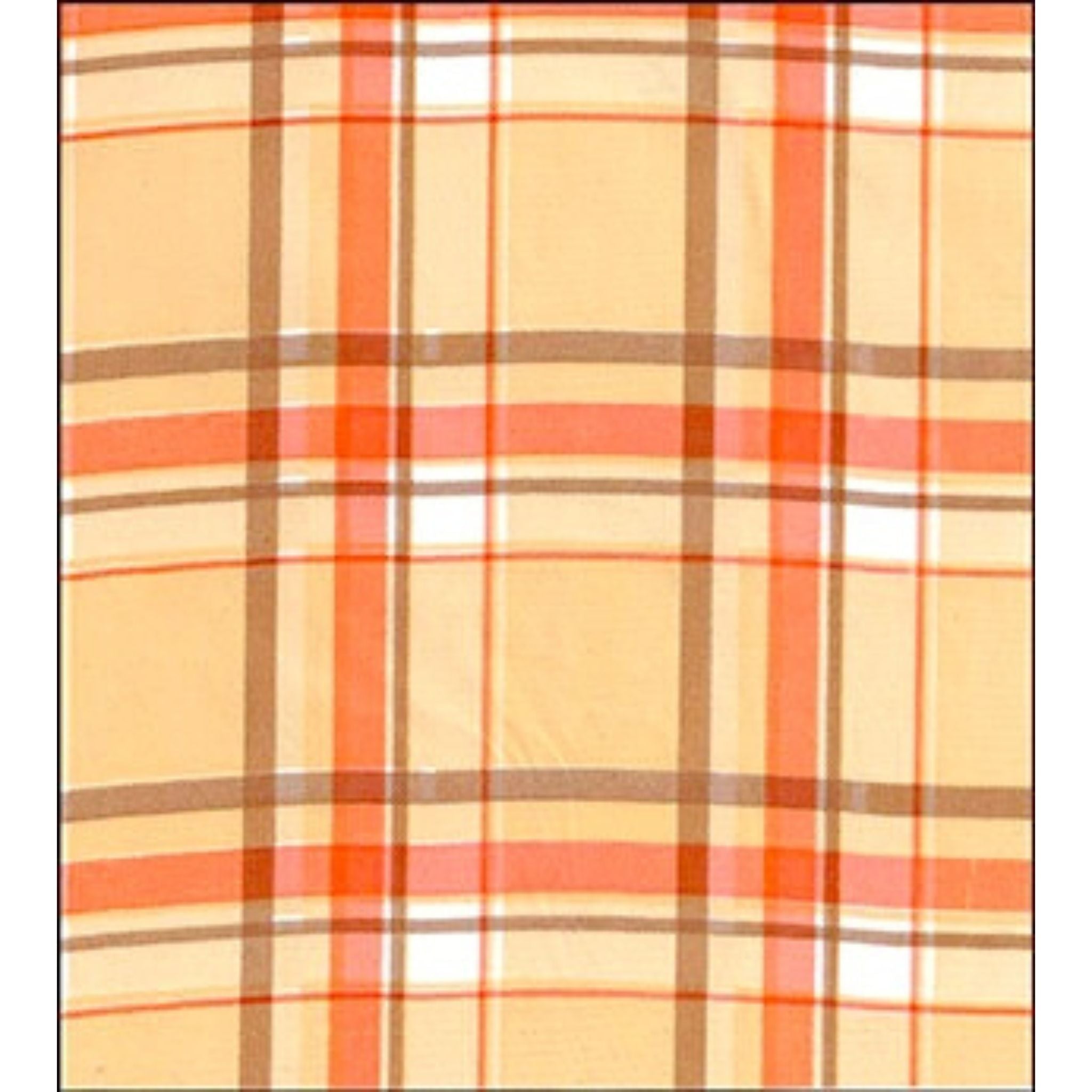 plaid orange and tan oilcloth swatch