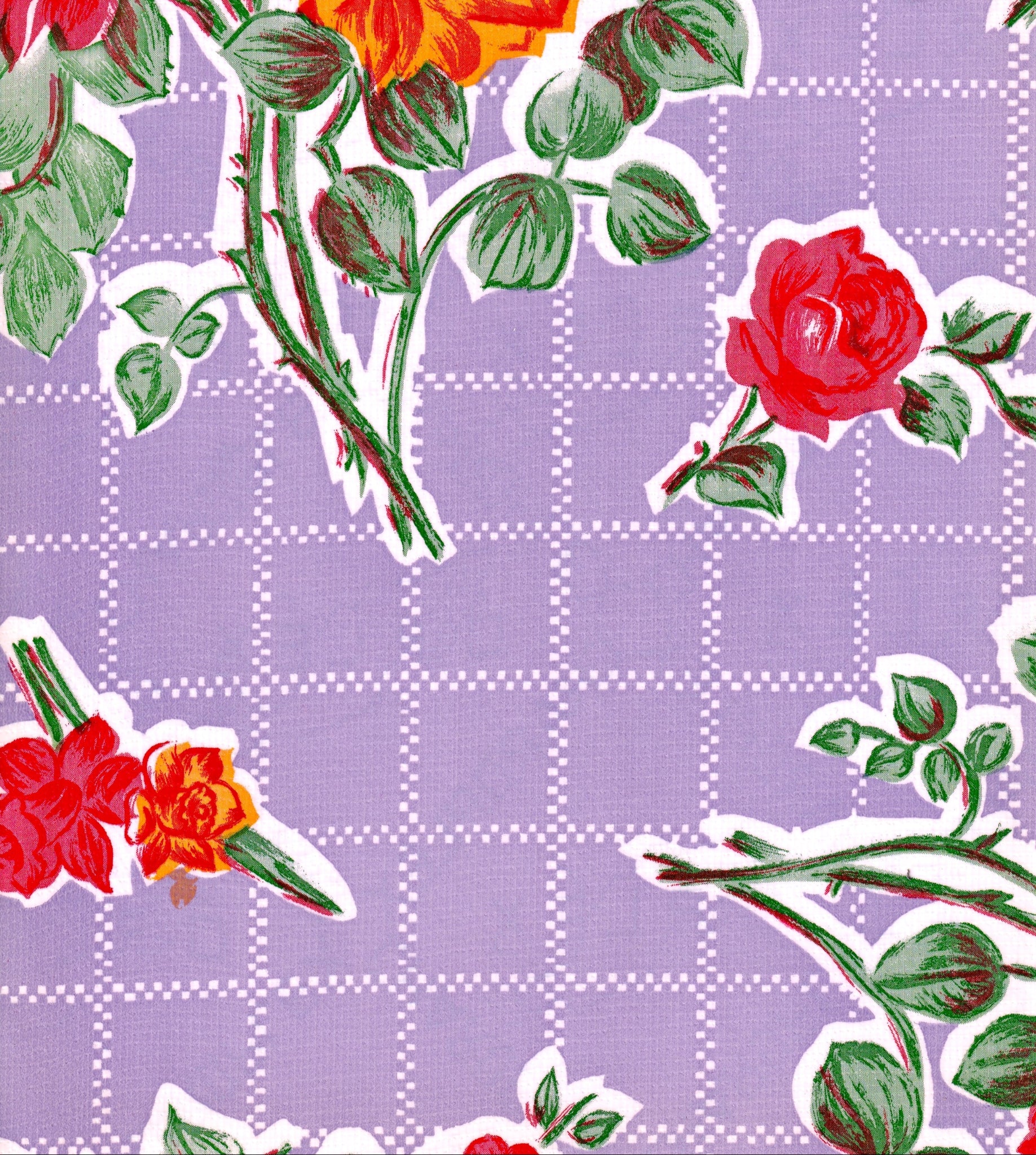 oilcloth by the yard rose and grid purple swatch