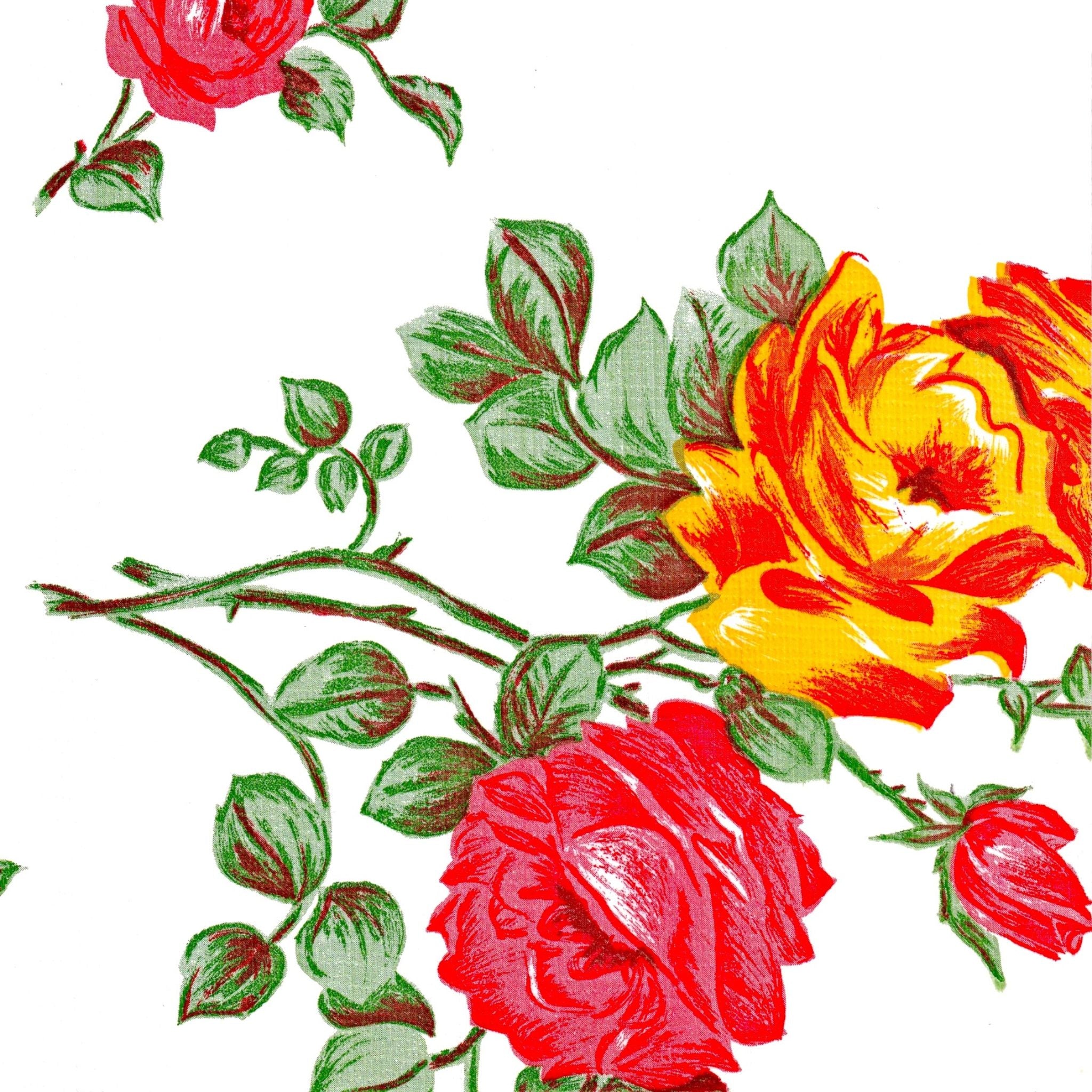 rose and grid white oilcloth swatch