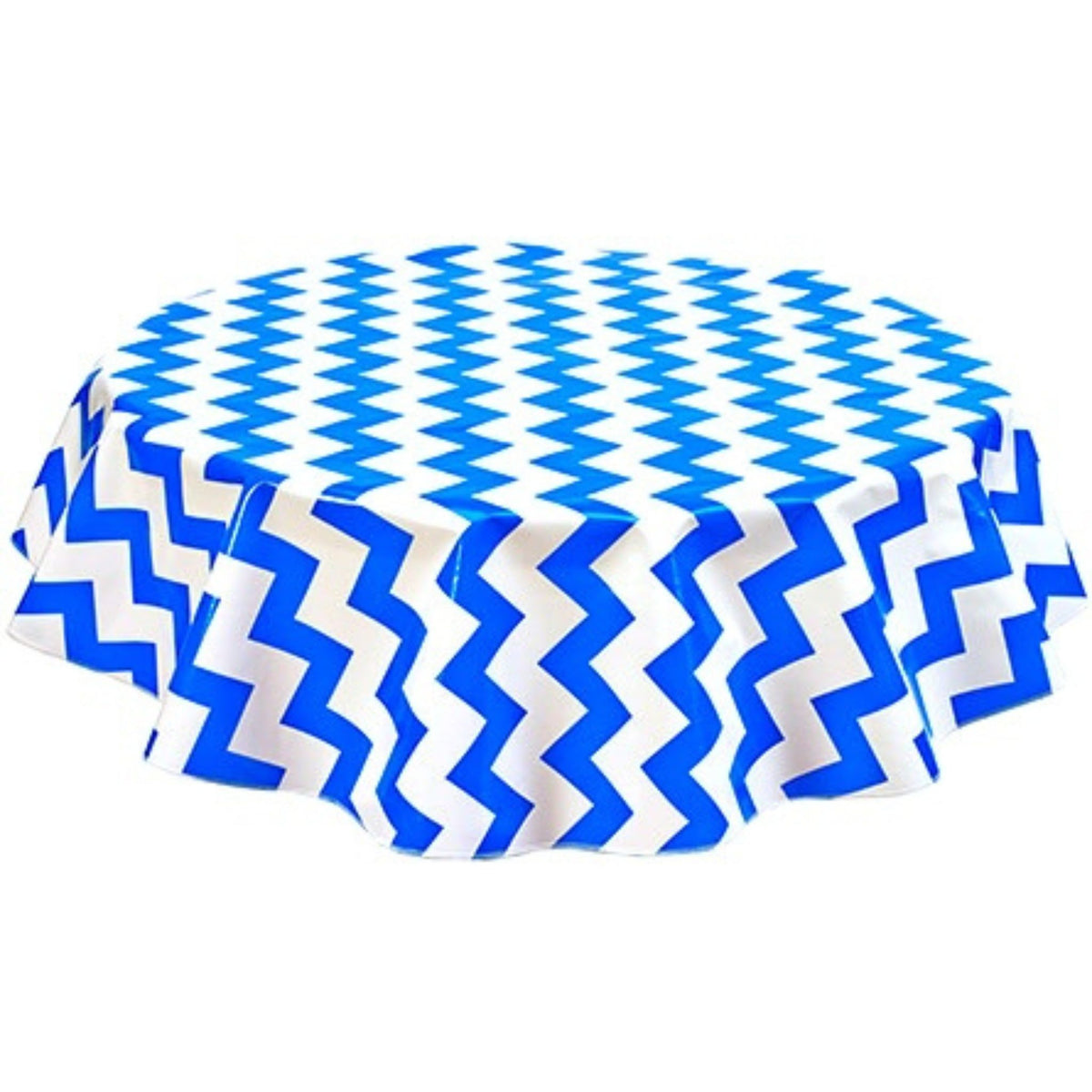 freckled sage round chevron blue oilcloth tablecloth