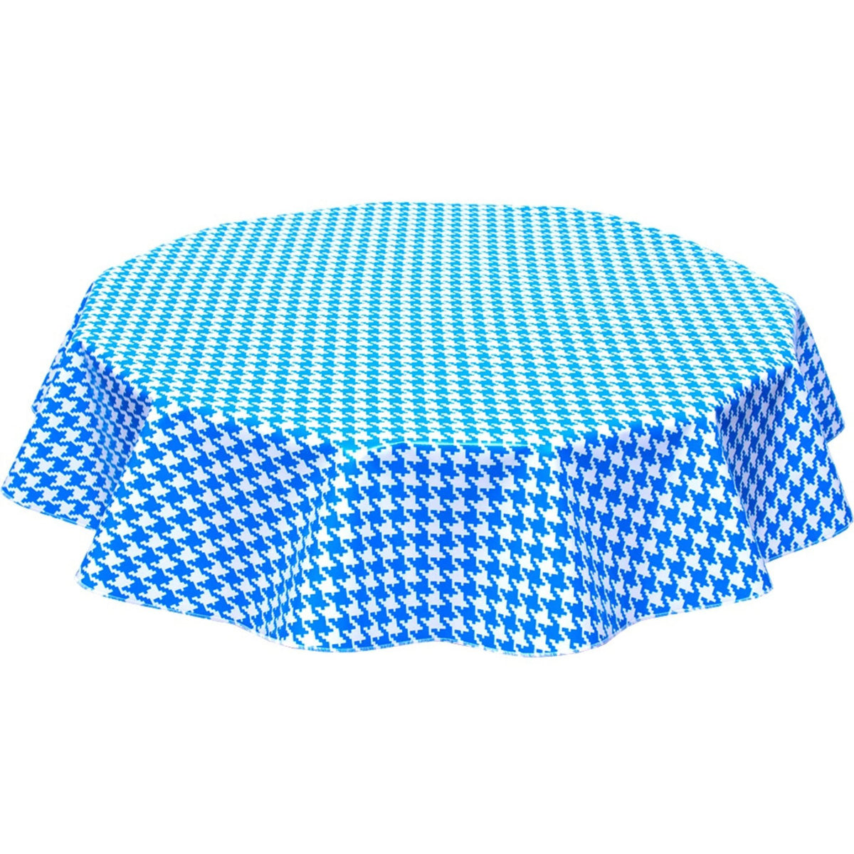 freckled sage round houndstooth blue oilcloth tablecloth