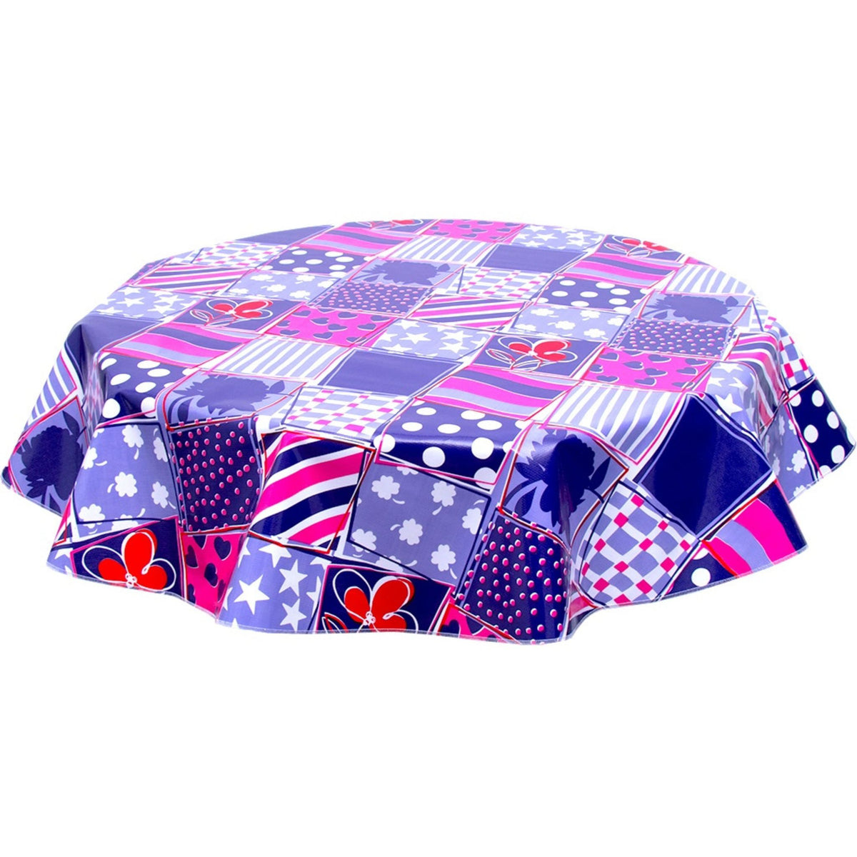 freckled sage crazy quilt purple oilcloth tablecloth