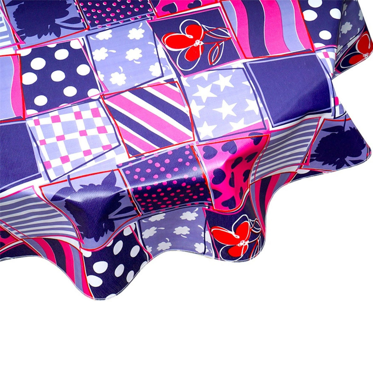 freckled sage crazy quilt purple oilcloth tablecloth