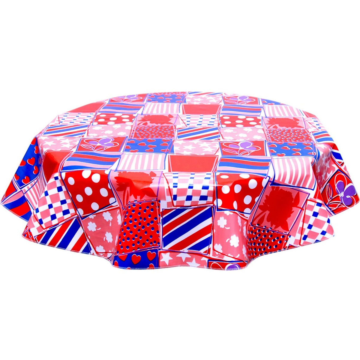 freckled sage crazy quilt red oilcloth tablecloth