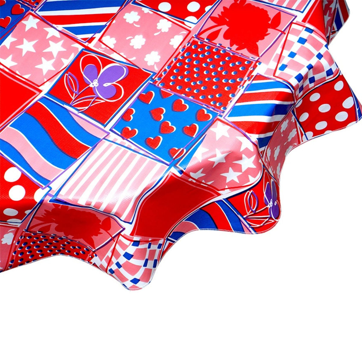 freckled sage crazy quilt red oilcloth tablecloth