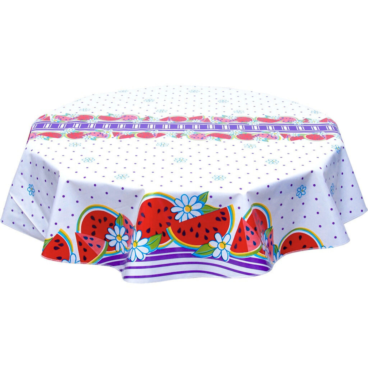 freckled sage round watermelon purple oilcloth tablecloth
